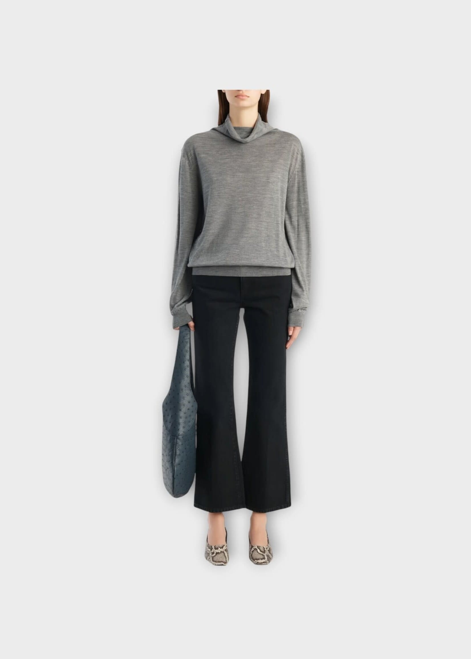 Khaite Khaite Knitwear, Grey, Annette Wool Fine Merino Turtleneck Sweater In Sterling