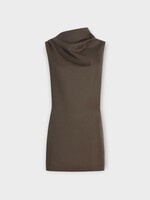 Khaite Khaite Dress, Green, Astor Virgin Wool Sculptural Sleeveless Mini Dress In Clove