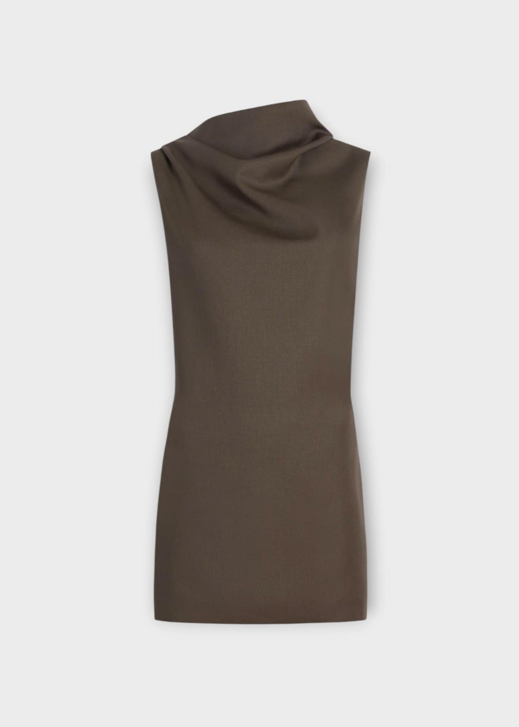 Khaite Khaite Dress, Green, Astor Virgin Wool Sculptural Sleeveless Mini Dress In Clove