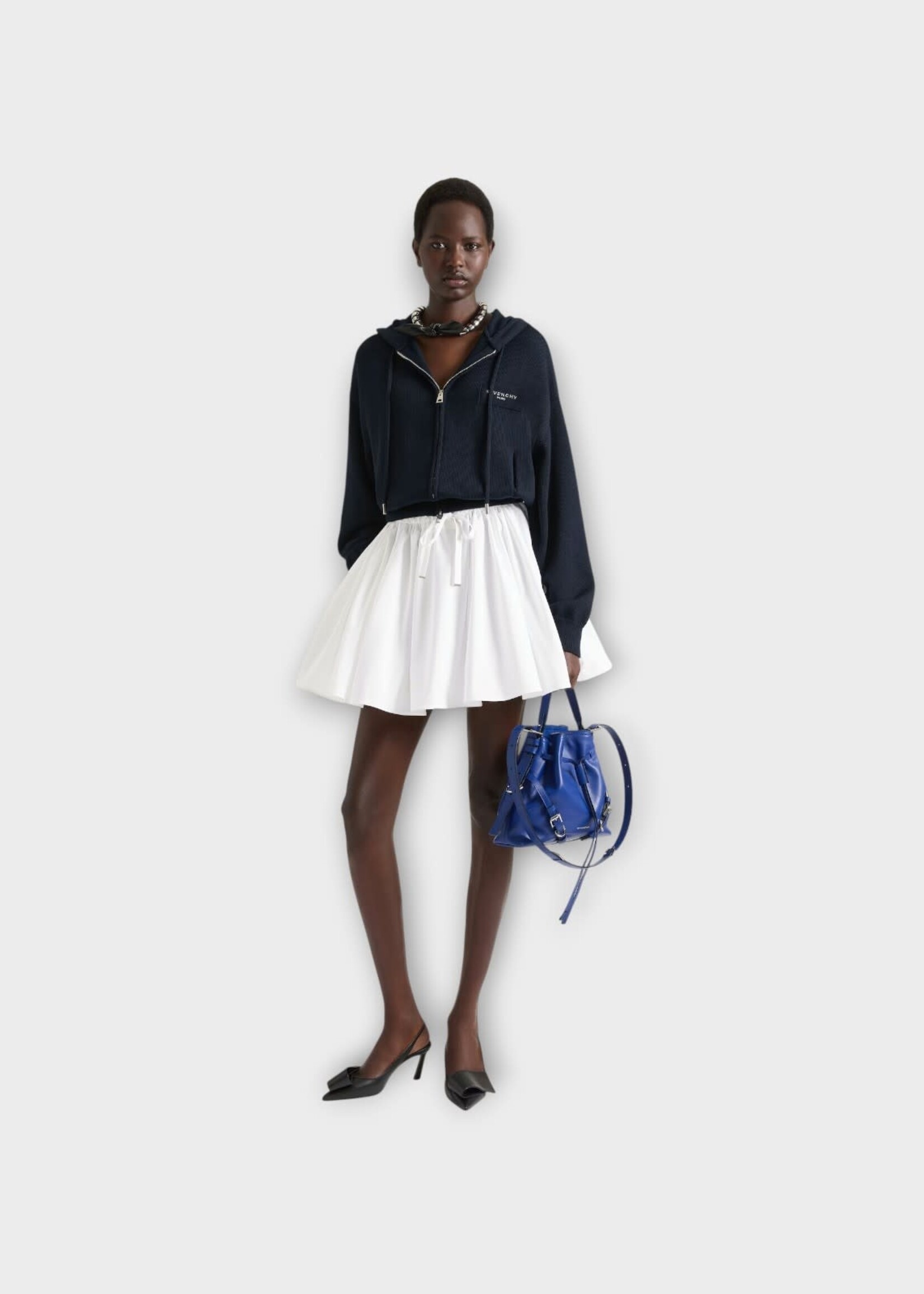 Givenchy Givenchy Skirt, White, Cotton Rushed Mini Skirt In White