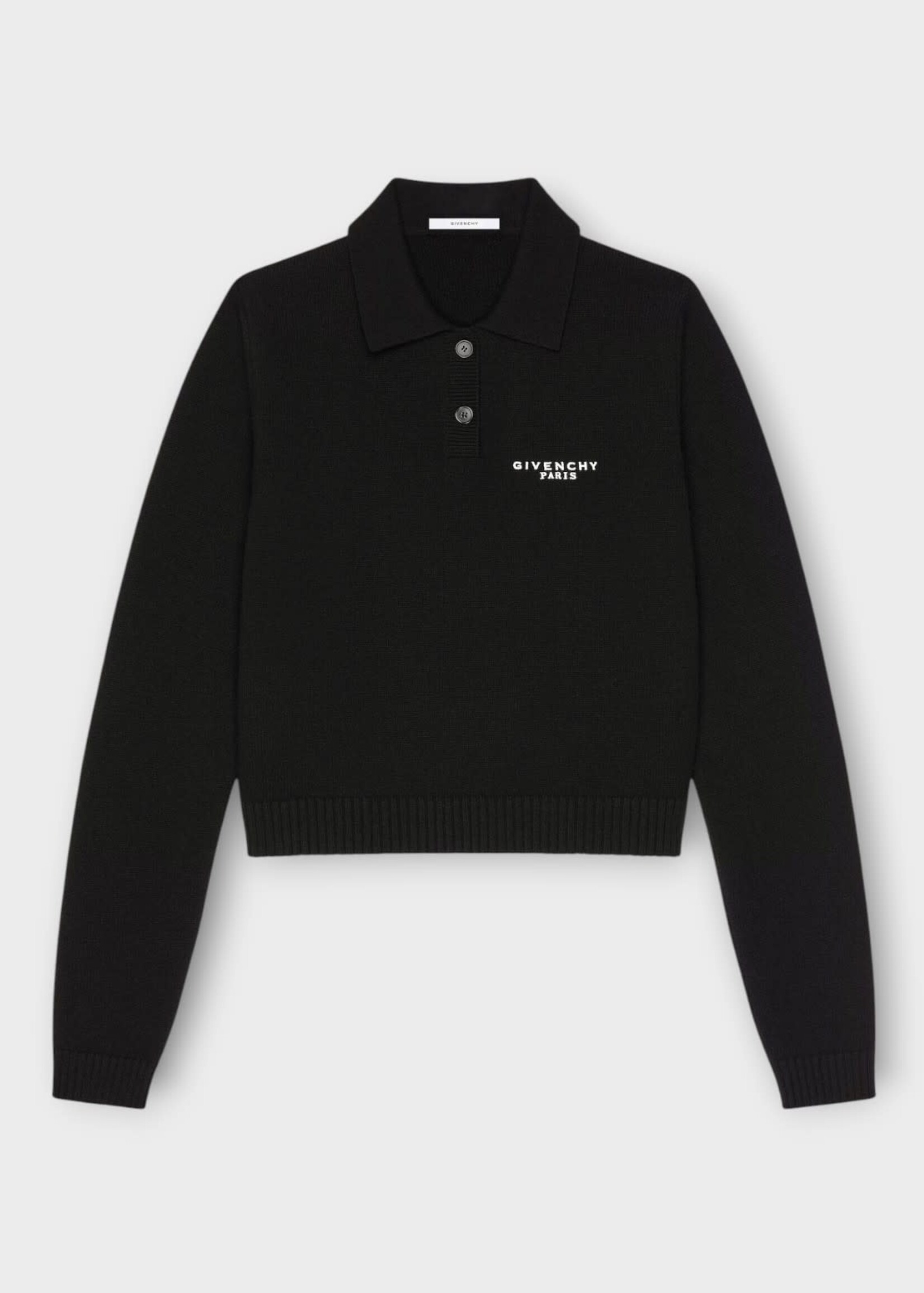 Givenchy Givenchy Knitwear, Black, Wool Long Sleeve Polo In Black