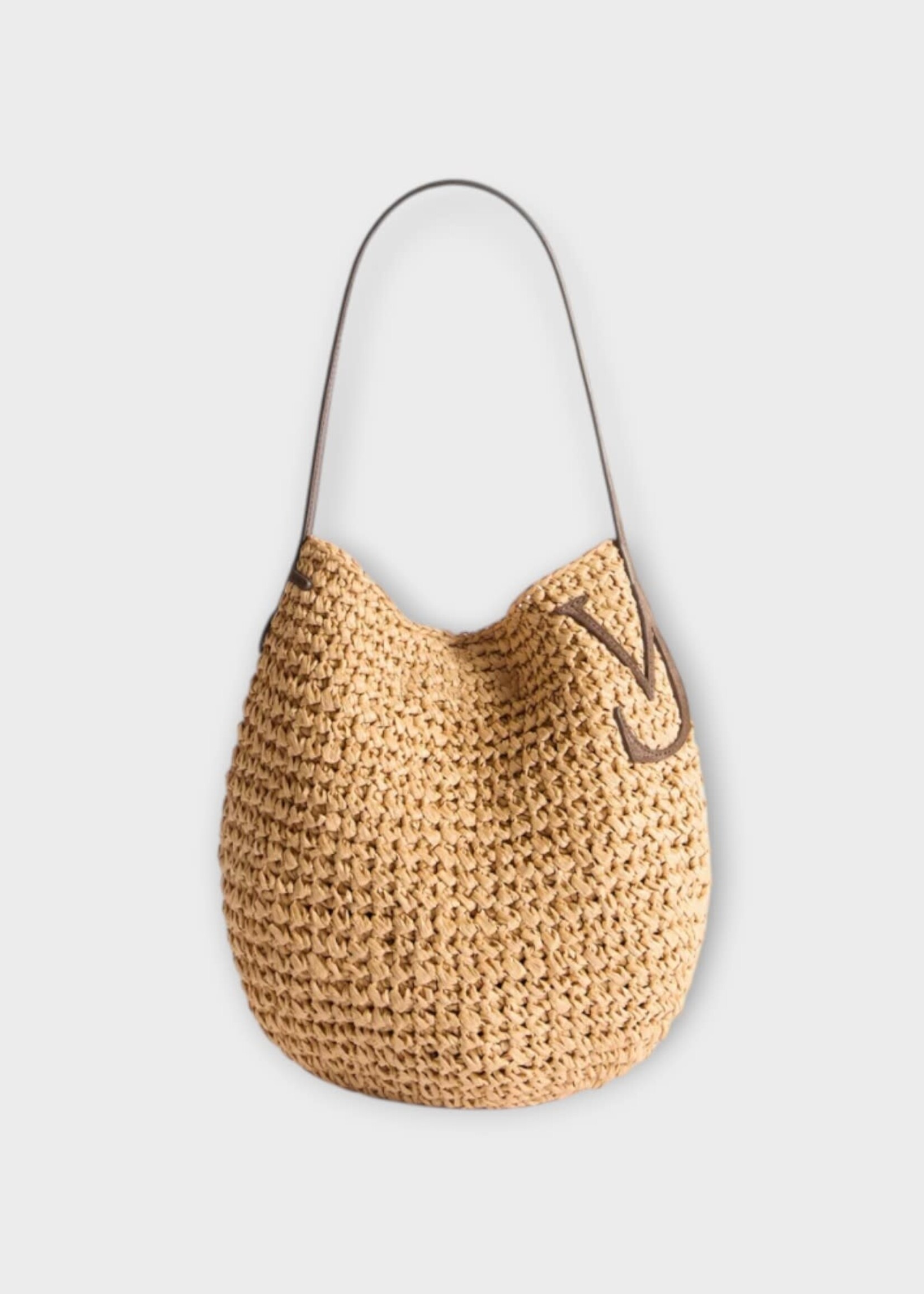 J.W. Anderson J.W.Anderson Bag, Brown, Small Raffia Bulb Bag In Natural & Brown