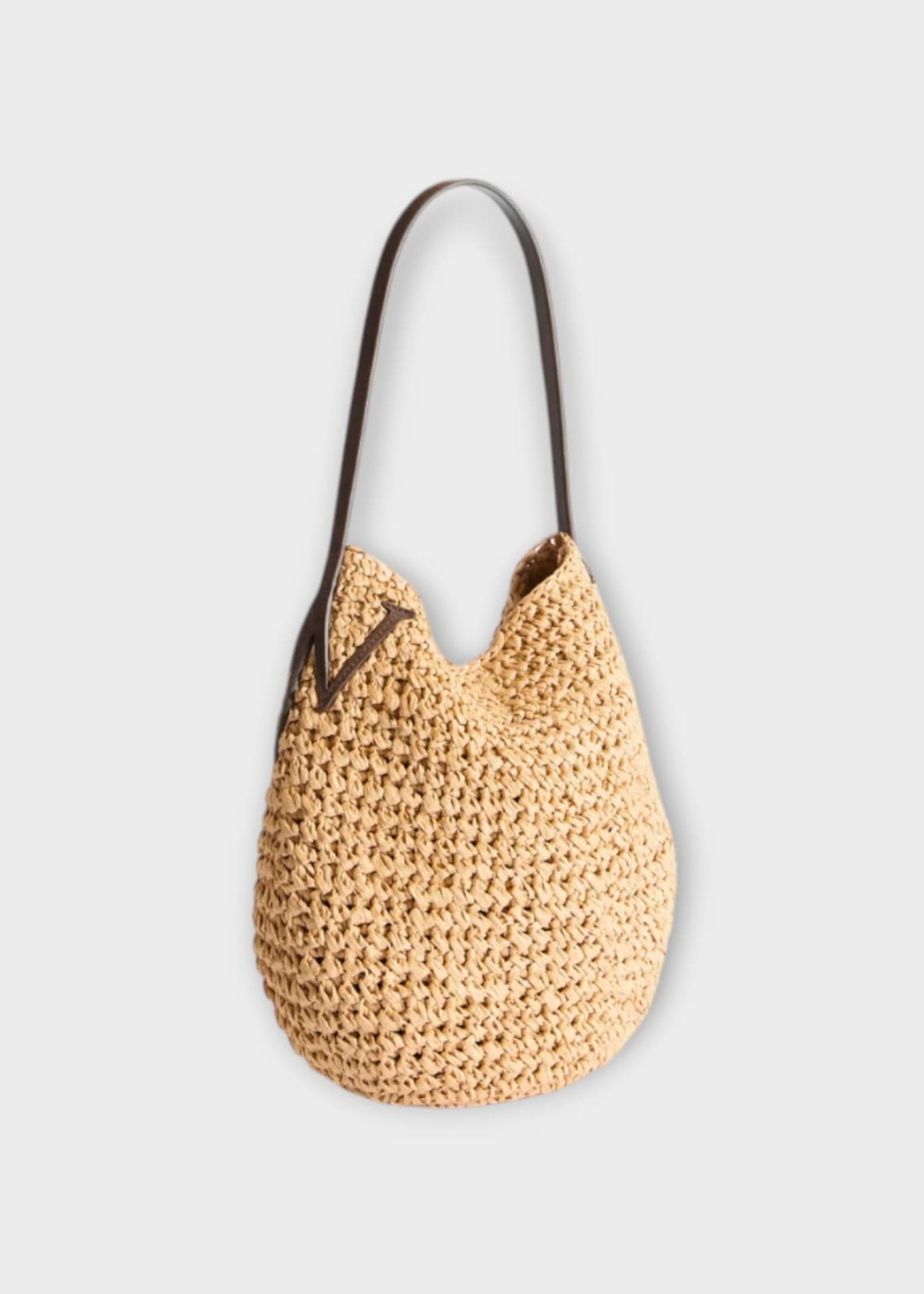 J.W. Anderson J.W.Anderson Bag, Brown, Small Raffia Bulb Bag In Natural & Brown