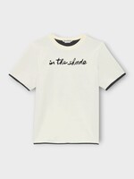 J.W. Anderson J.W.Anderson T-Shirt, White, Cotton Crew Neck T-Shirt In Ecru & Washed Black w/ " In The Shade " Embroidery