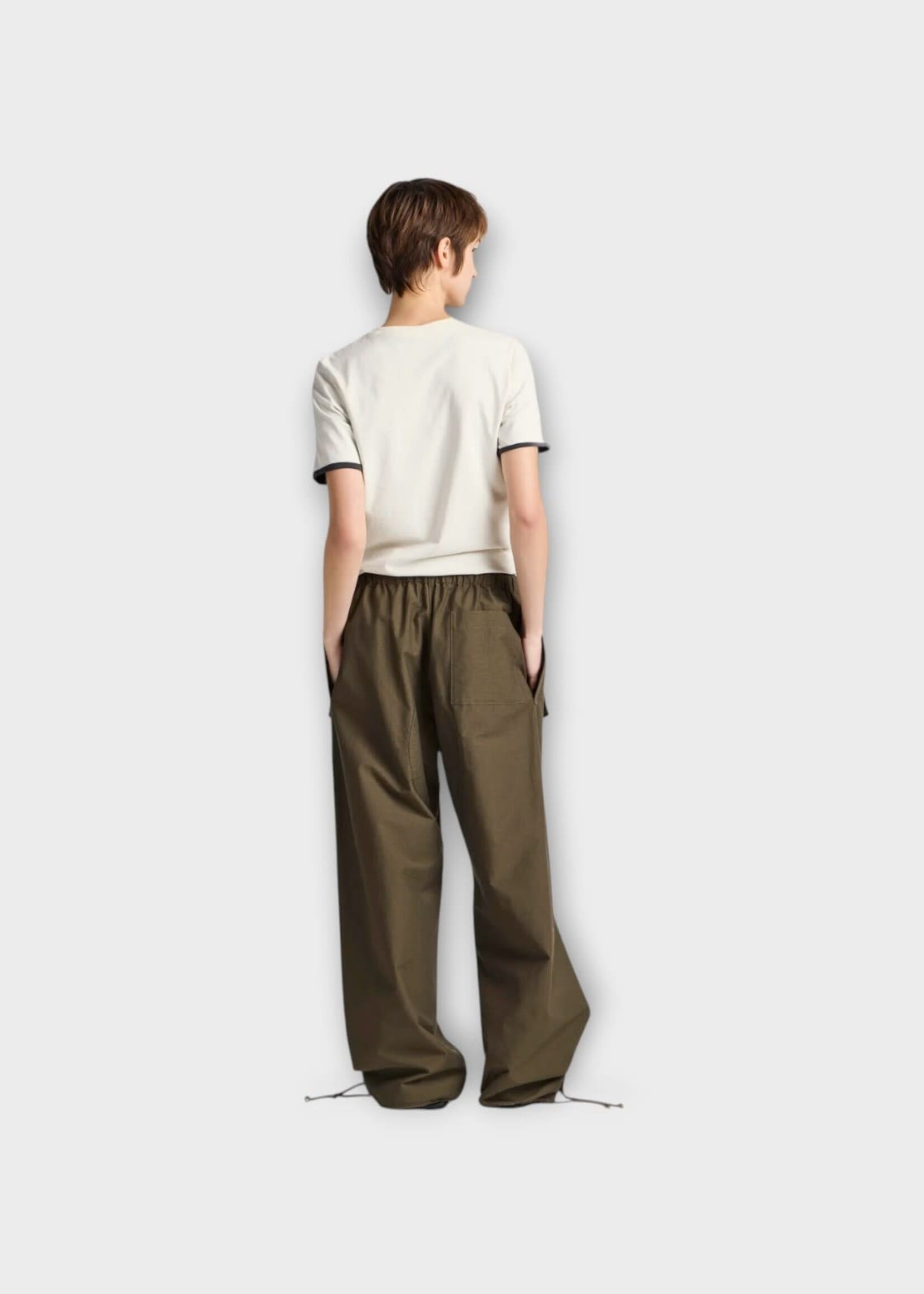 J.W. Anderson J.W.Anderson T-Shirt, White, Cotton Crew Neck T-Shirt In Ecru & Washed Black w/ " In The Shade " Embroidery