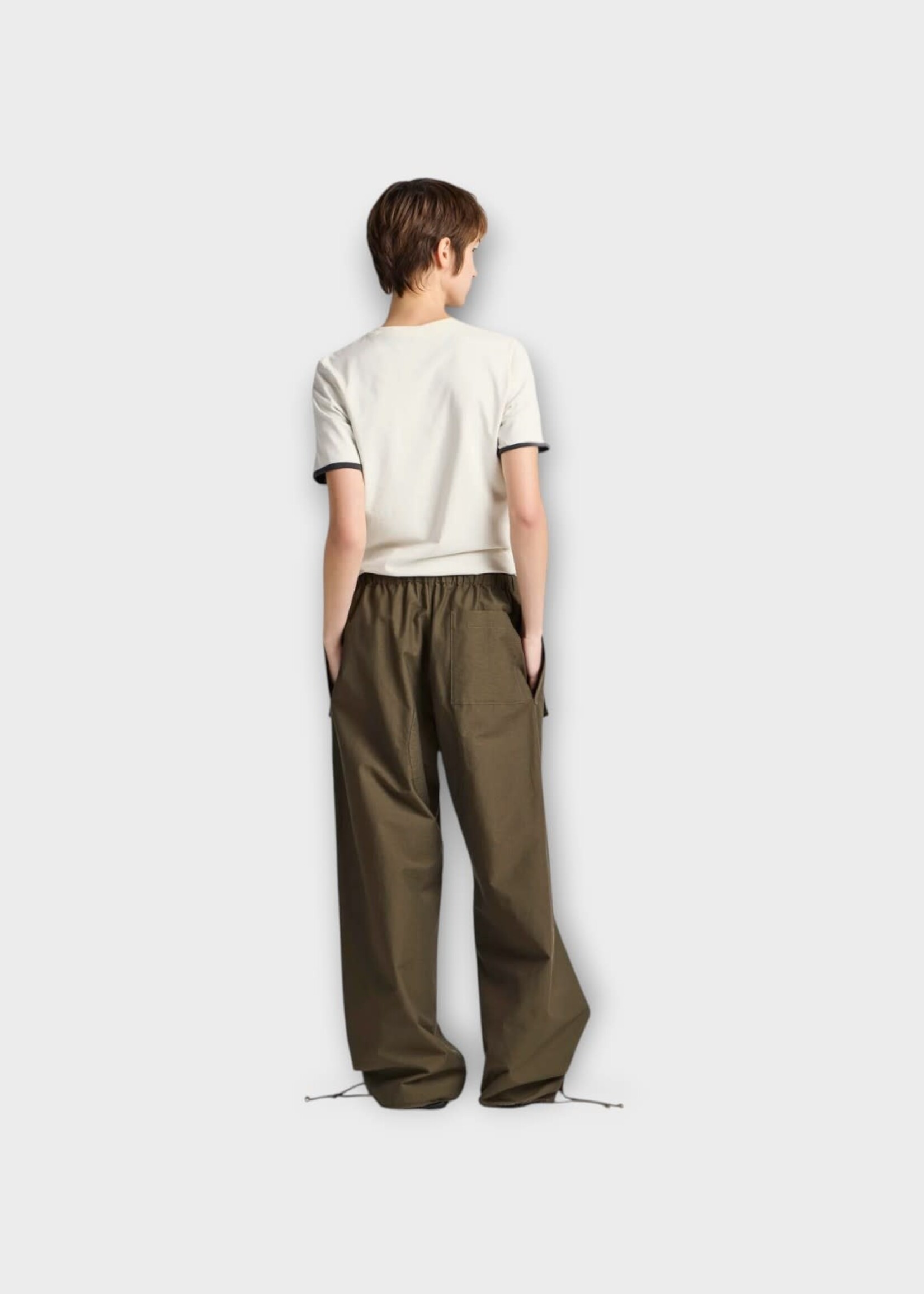 J.W. Anderson J.W.Anderson T-Shirt, White, Cotton Crew Neck T-Shirt In Ecru & Washed Black w/ " In The Shade " Embroidery