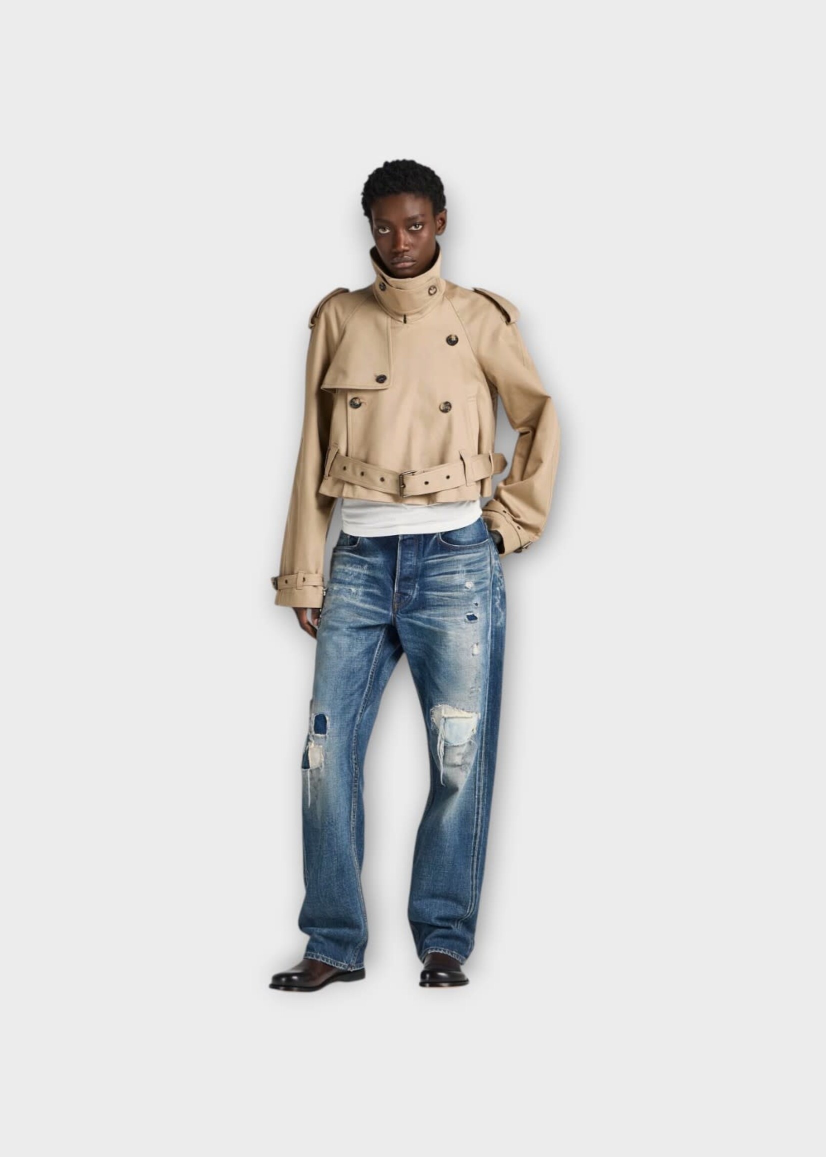 J.W. Anderson J.W.Anderson Coat, Beige, Cotton Boxy Cropped Trench In Beige