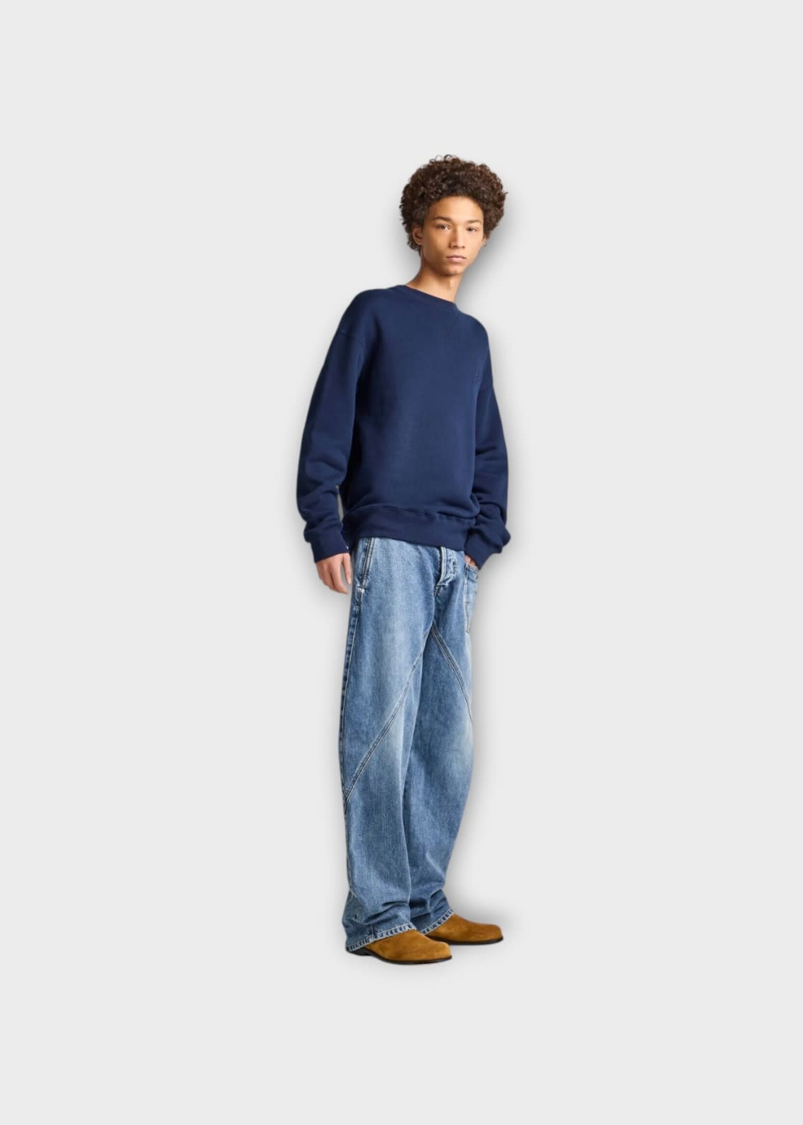 J.W. Anderson J.W.Anderson Sweatshirt, Navy, Ribbon Anchor Brushed Back Fleece Sweatshirt In Navy