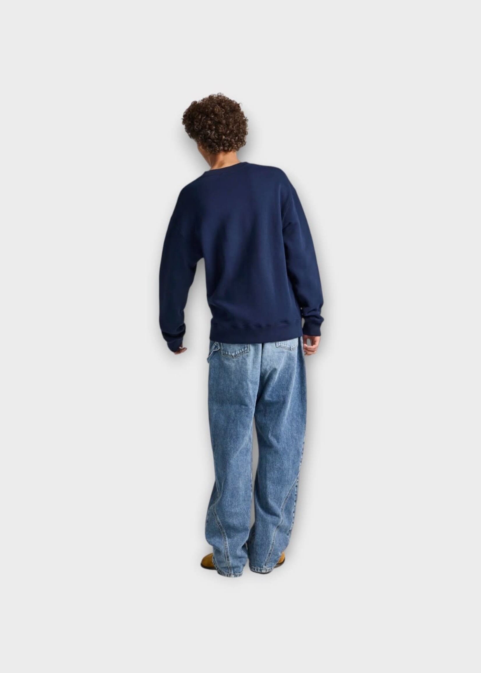 J.W. Anderson J.W.Anderson Sweatshirt, Navy, Ribbon Anchor Brushed Back Fleece Sweatshirt In Navy