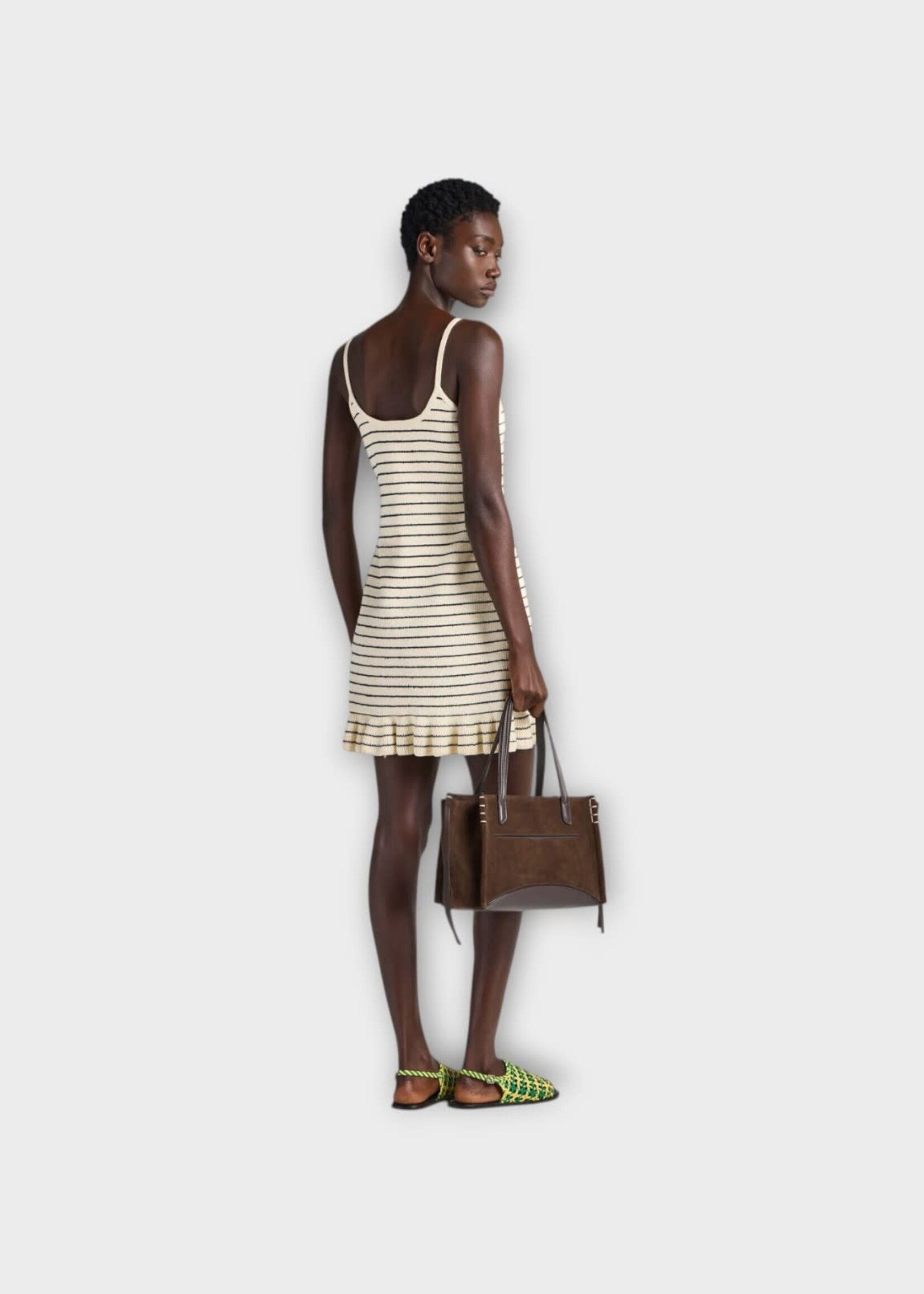 J.W.Anderson J.W.Anderson Dress, White, Cotton Striped Mini Dress In White