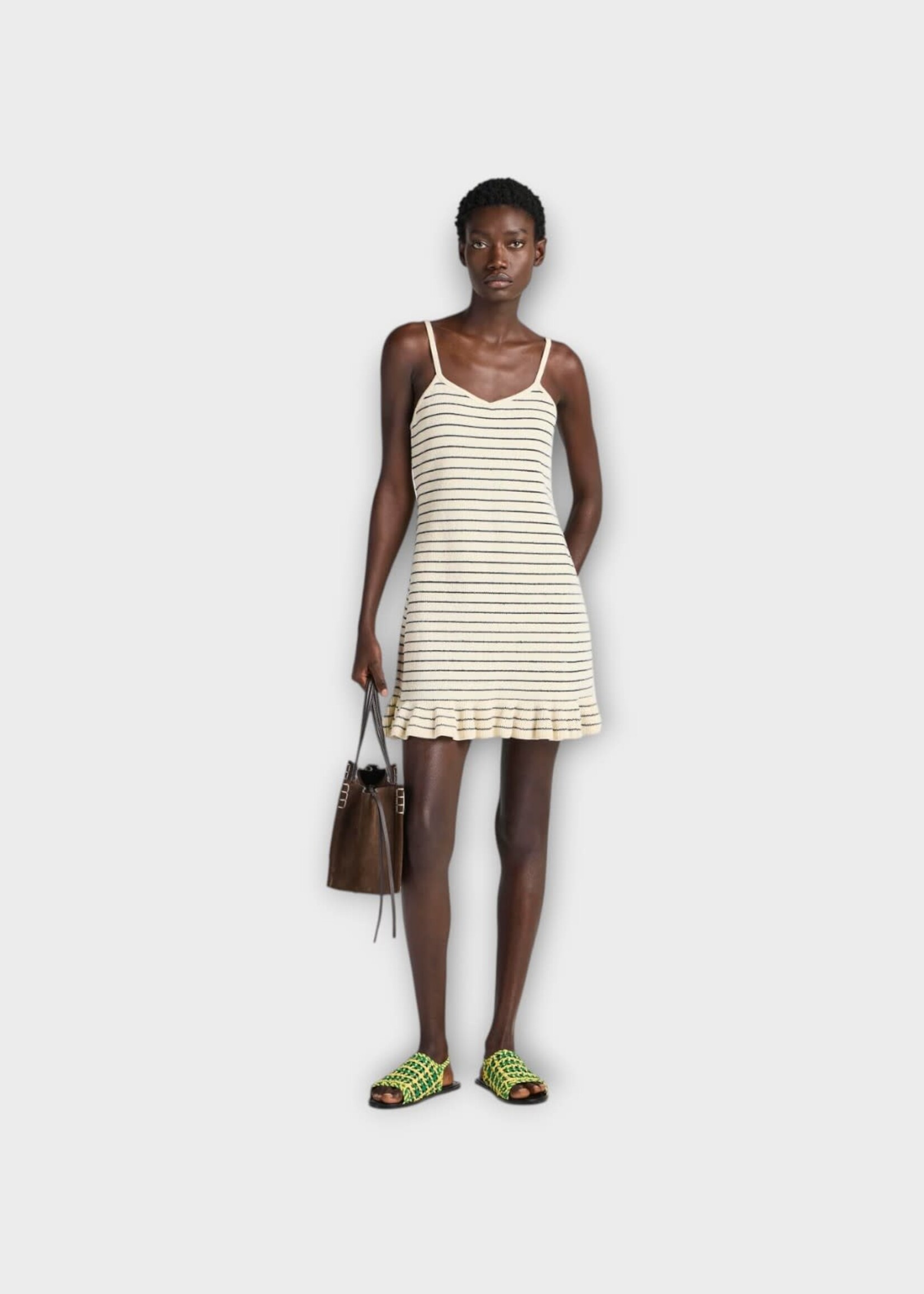 J.W.Anderson J.W.Anderson Dress, White, Cotton Striped Mini Dress In White