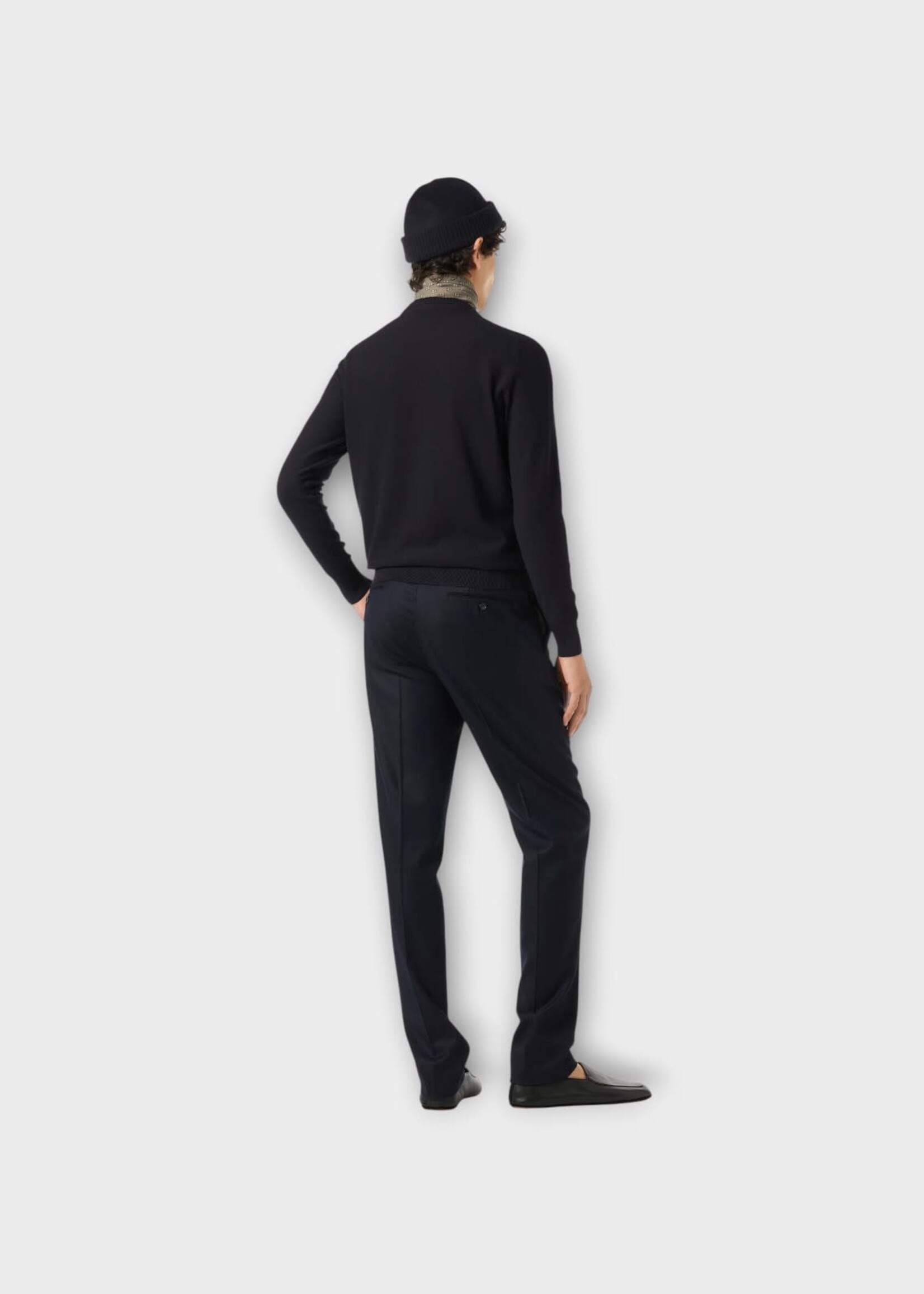 Loro Piana Loro Piana Knitwear, Navy, Walkery Cotton & Silk Crewneck Sweater In Blue Navy