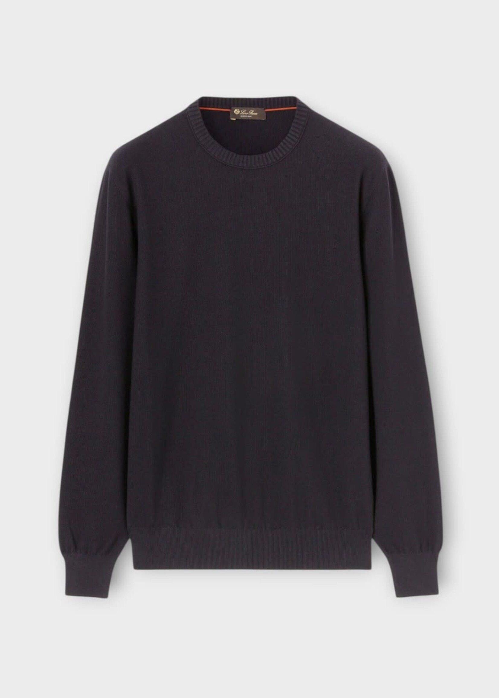 Loro Piana Loro Piana Knitwear, Navy, Walkery Cotton & Silk Crewneck Sweater In Blue Navy