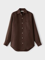 Loro Piana Loro Piana Shirt, Brown, Andre' Linen Shirt In Carob Bean w/ Chest Pocket