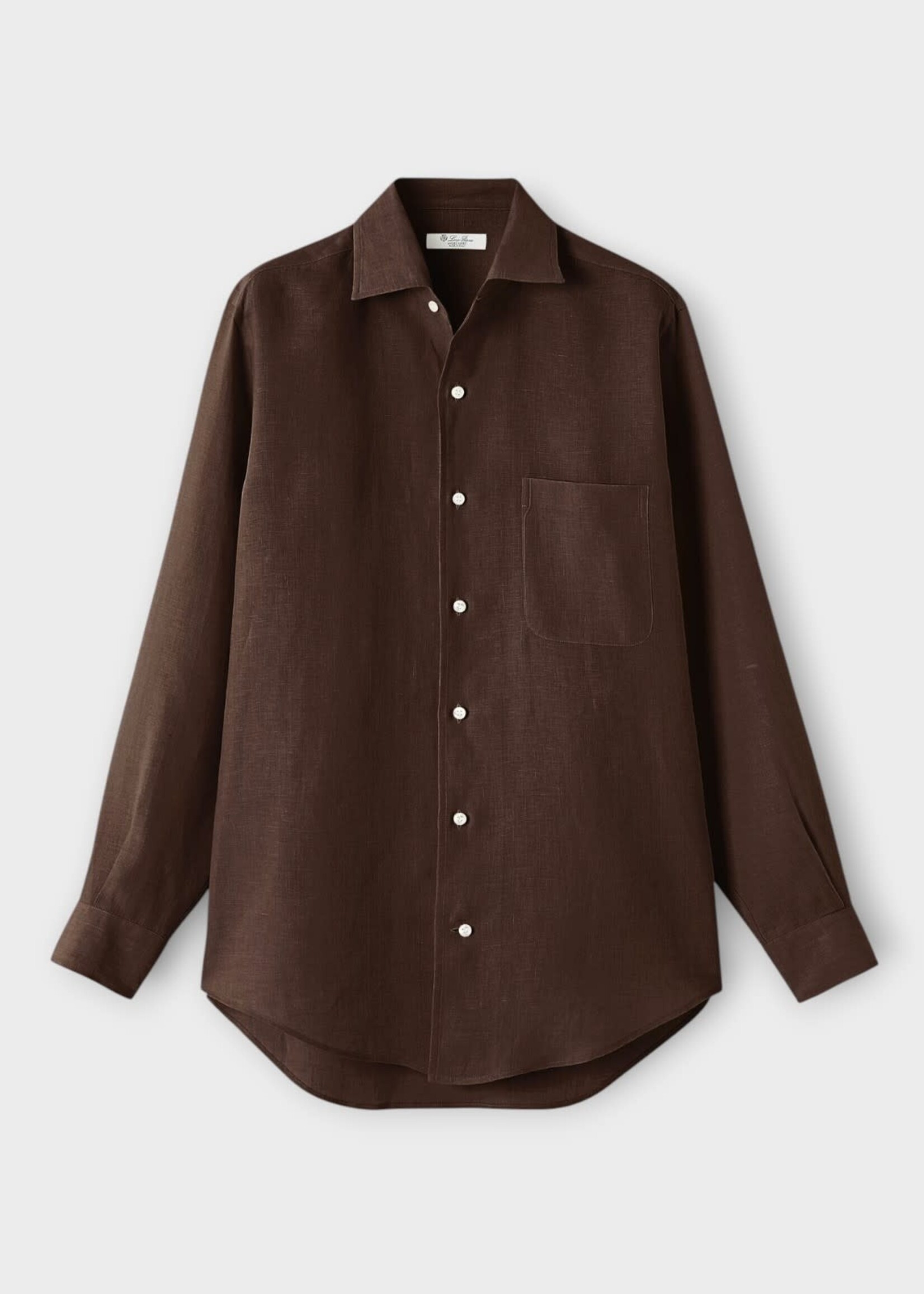 Loro Piana Loro Piana Shirt, Brown, Andre' Linen Shirt In Carob Bean w/ Chest Pocket