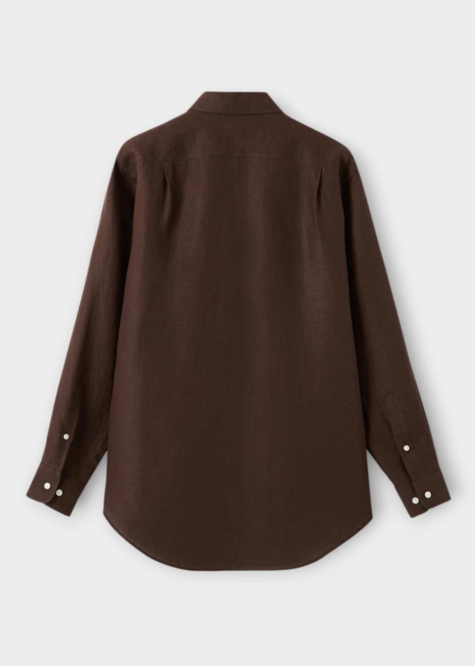 Loro Piana Loro Piana Shirt, Brown, Andre' Linen Shirt In Carob Bean w/ Chest Pocket