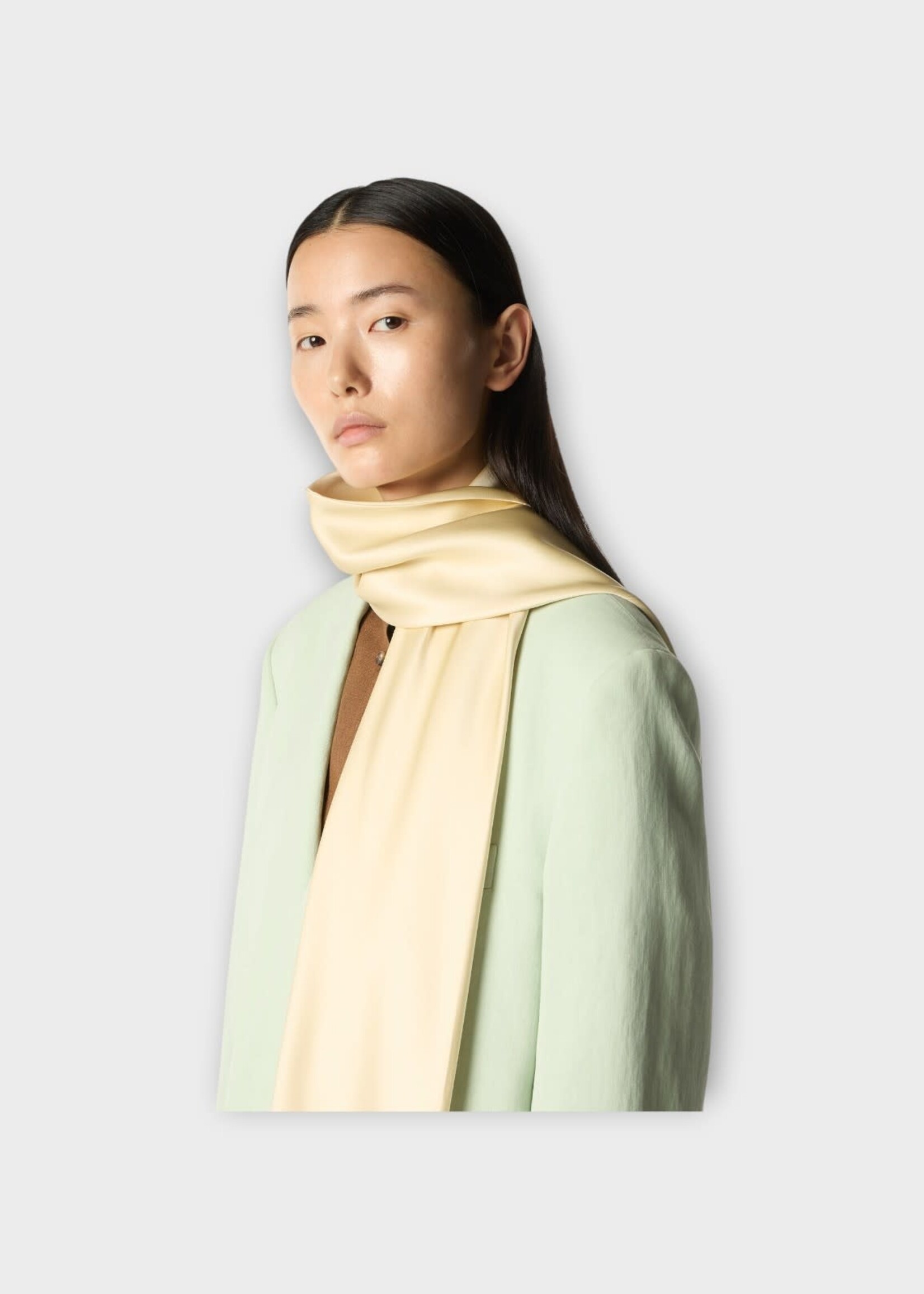 Loro Piana Loro Piana Scarf, White, Matinee Silk Satin Scarf In Natural Ivory