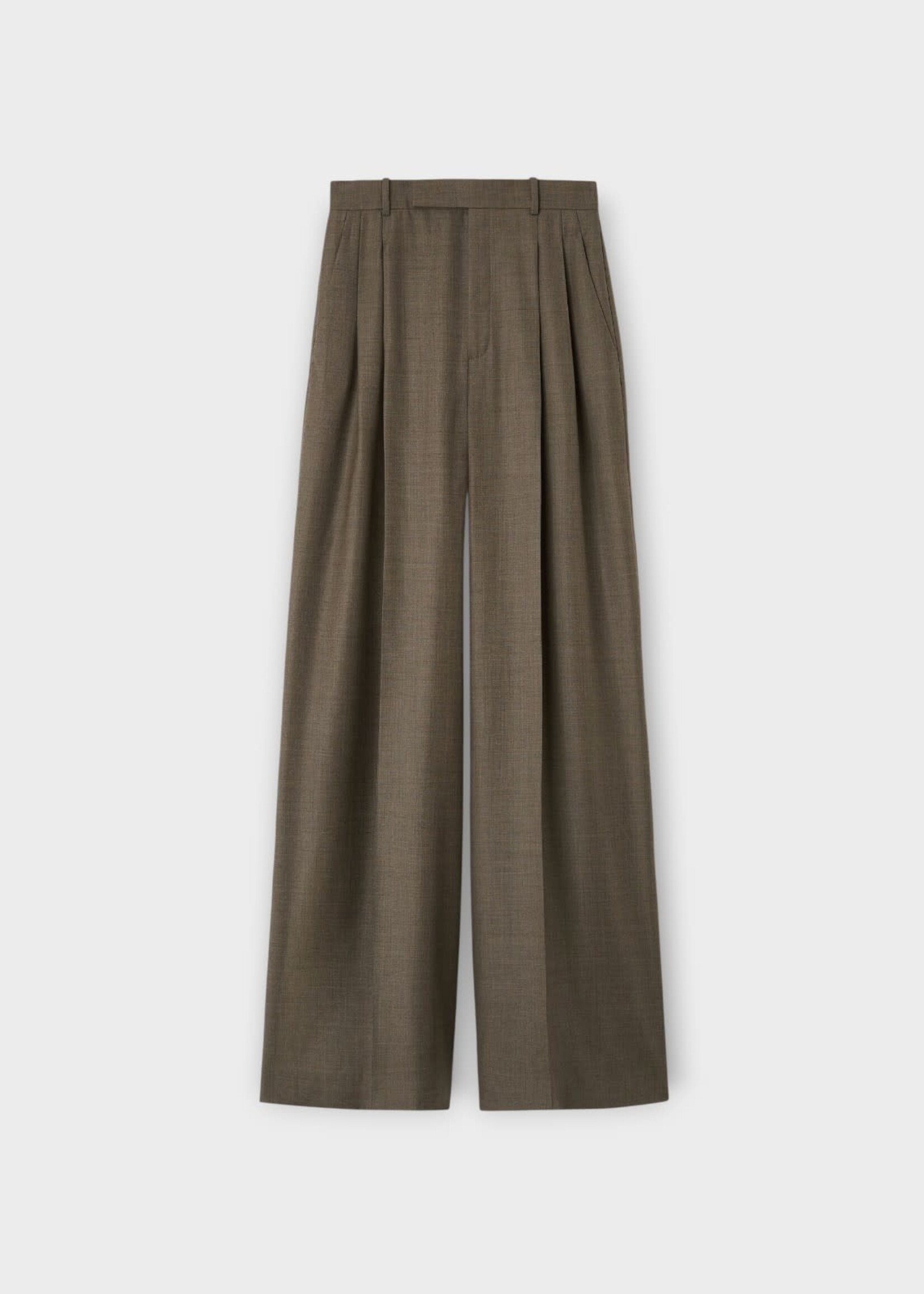 Loro Piana Loro Piana Trousers, Brown, Stephen Wool Wide Leg Tailored Pants In Coffee Powder