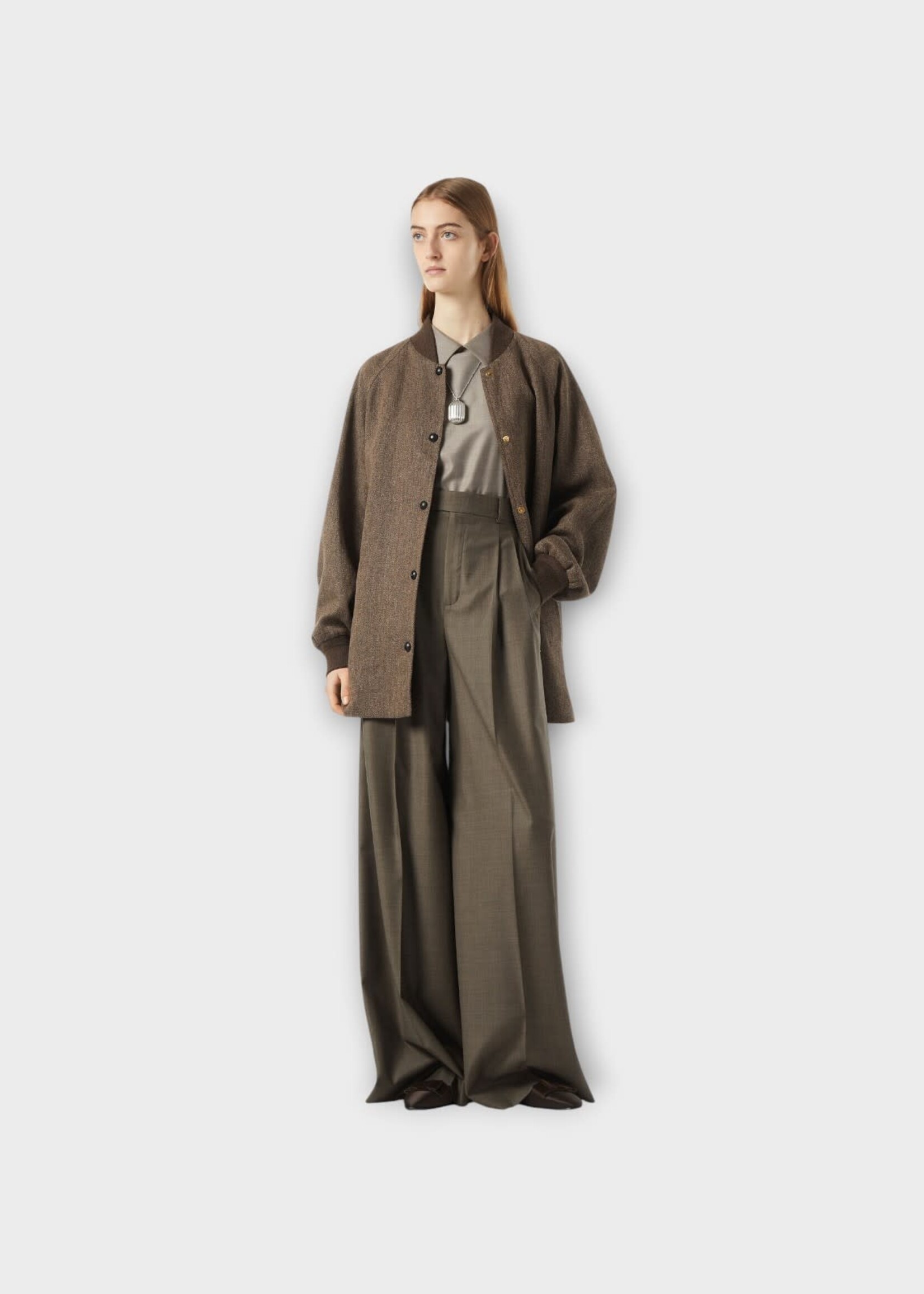Loro Piana Loro Piana Trousers, Brown, Stephen Wool Wide Leg Tailored Pants In Coffee Powder