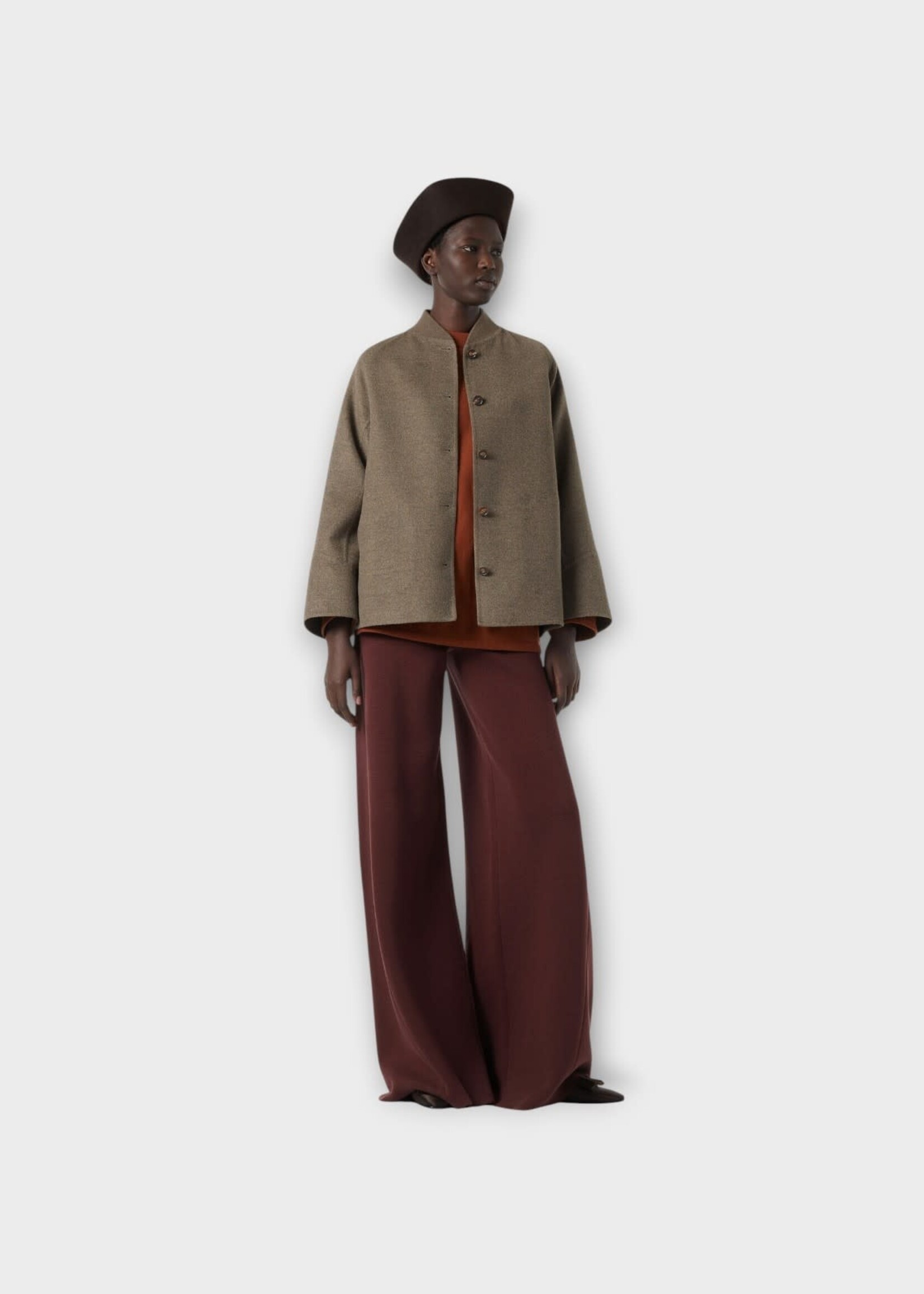 Loro Piana Loro Piana Knitwear, Red, Siena Silk Cotton Wide Leg Trousers In Soft Plumwood