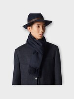 Loro Piana Loro Piana Scarf, Navy, Leggera Grande Unita Cashmere Fringed Scarf In Blue Navy