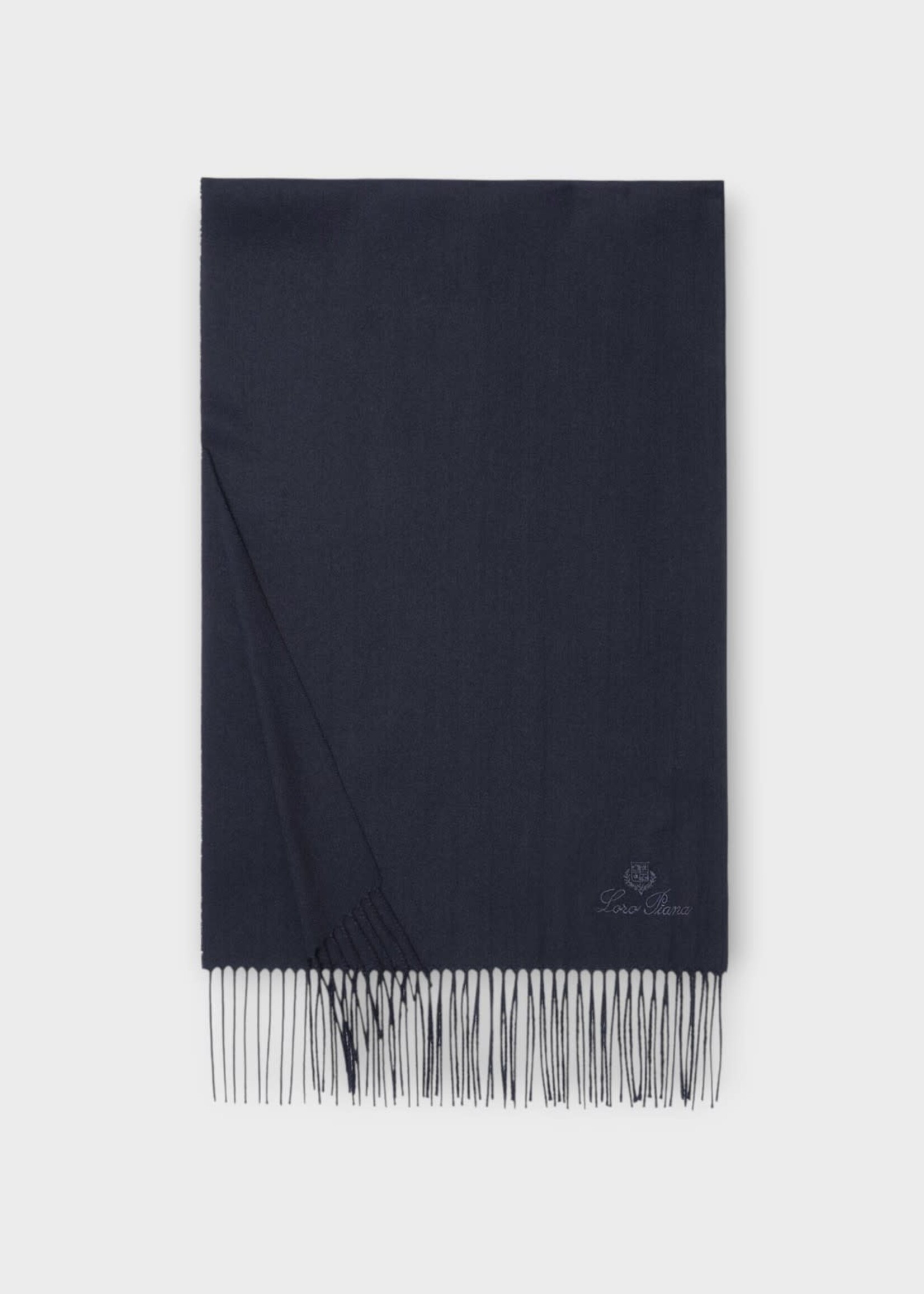 Loro Piana Loro Piana Scarf, Navy, Leggera Grande Unita Cashmere Fringed Scarf In Blue Navy