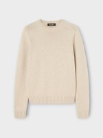 Loro Piana Loro Piana Knitwear, White, Parksville Cashmere Crewneck Sweater In Natural Melange