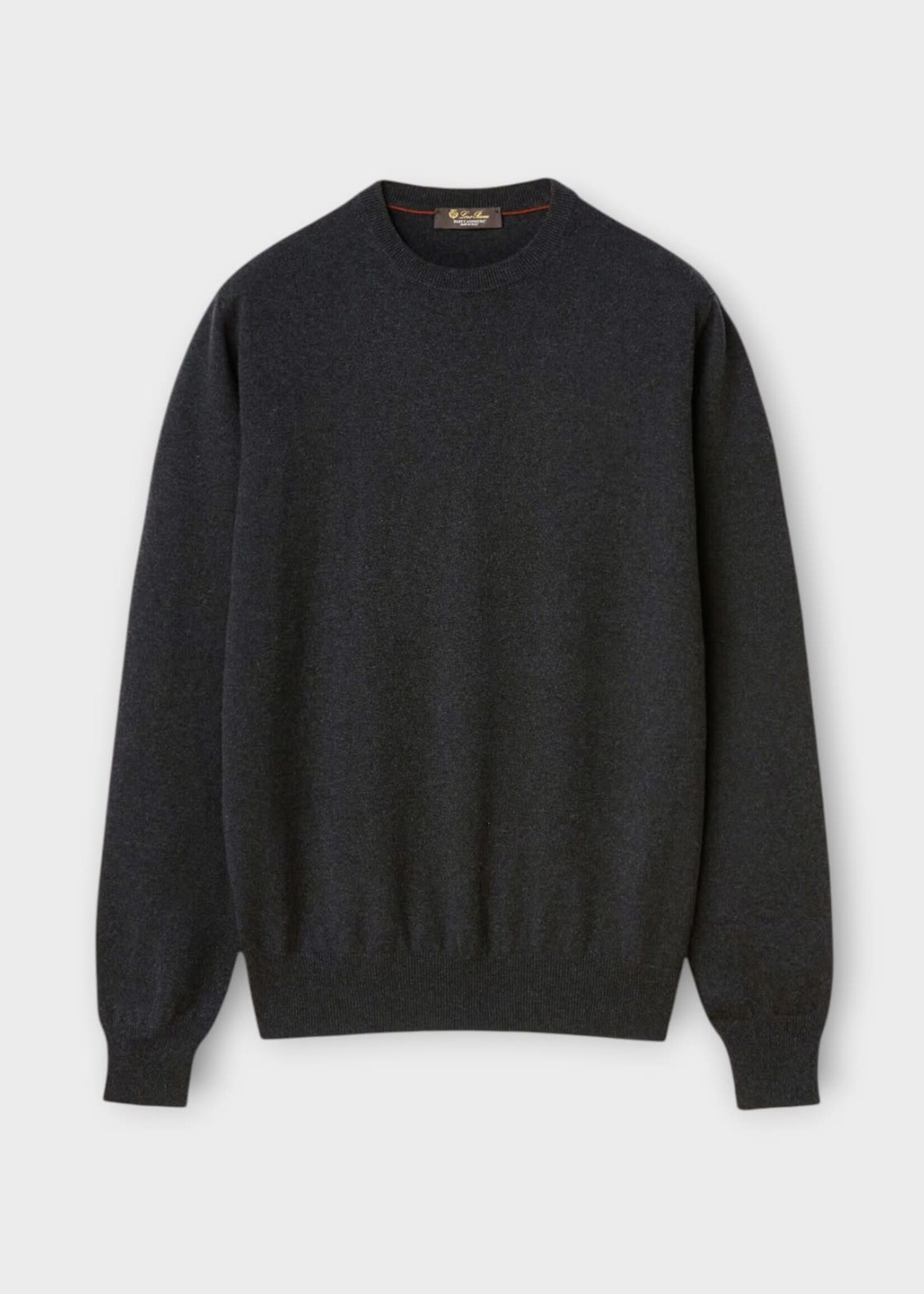 Loro Piana Loro Piana Knitwear, Black, Cashmere Classic Crewneck Sweater In Black-Grey Melange