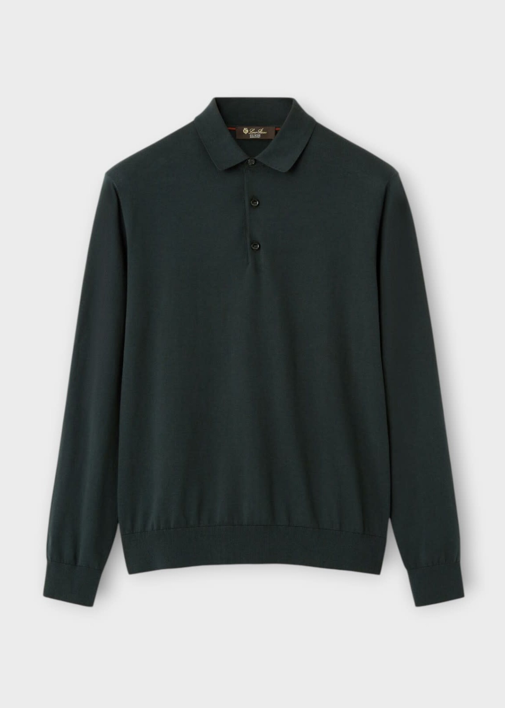 Loro Piana Loro Piana Knitwear, Green, Ice Wish Cotton Long Sleeve Polo In Meadow Haze