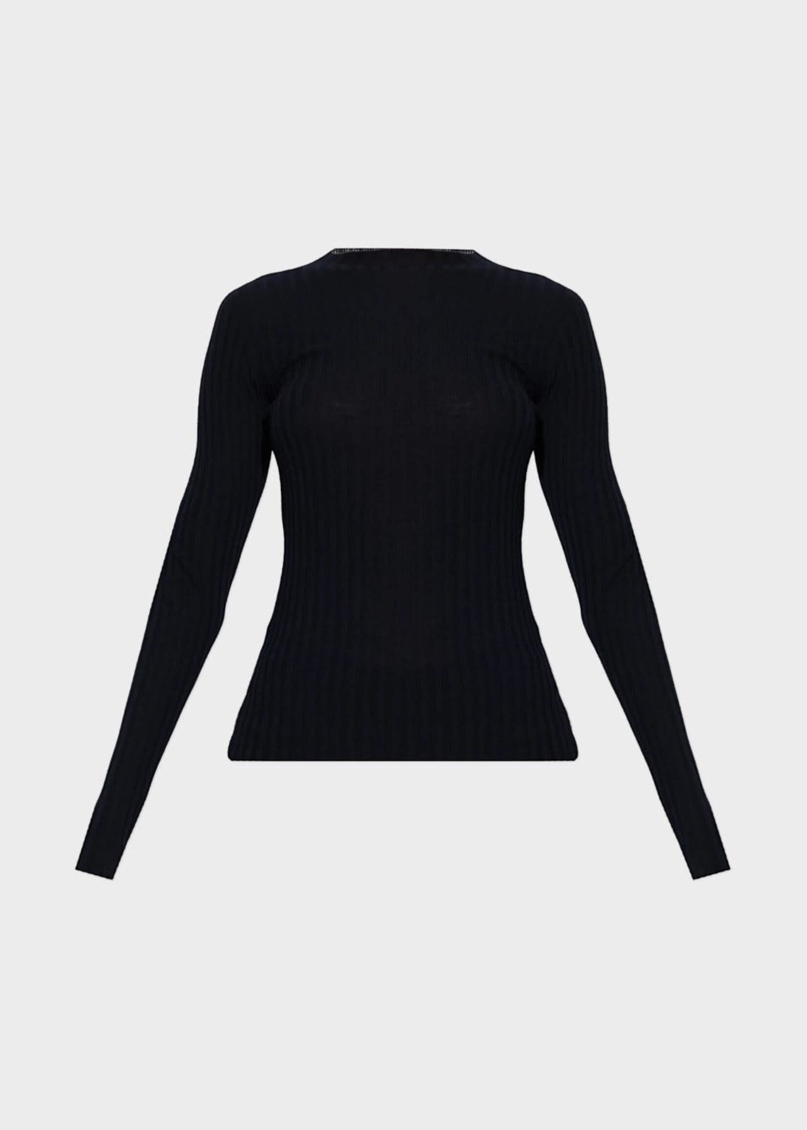 Balenciaga Balenciaga Knitwear, Navy, Wool Ribbed Crew Neck in Navy