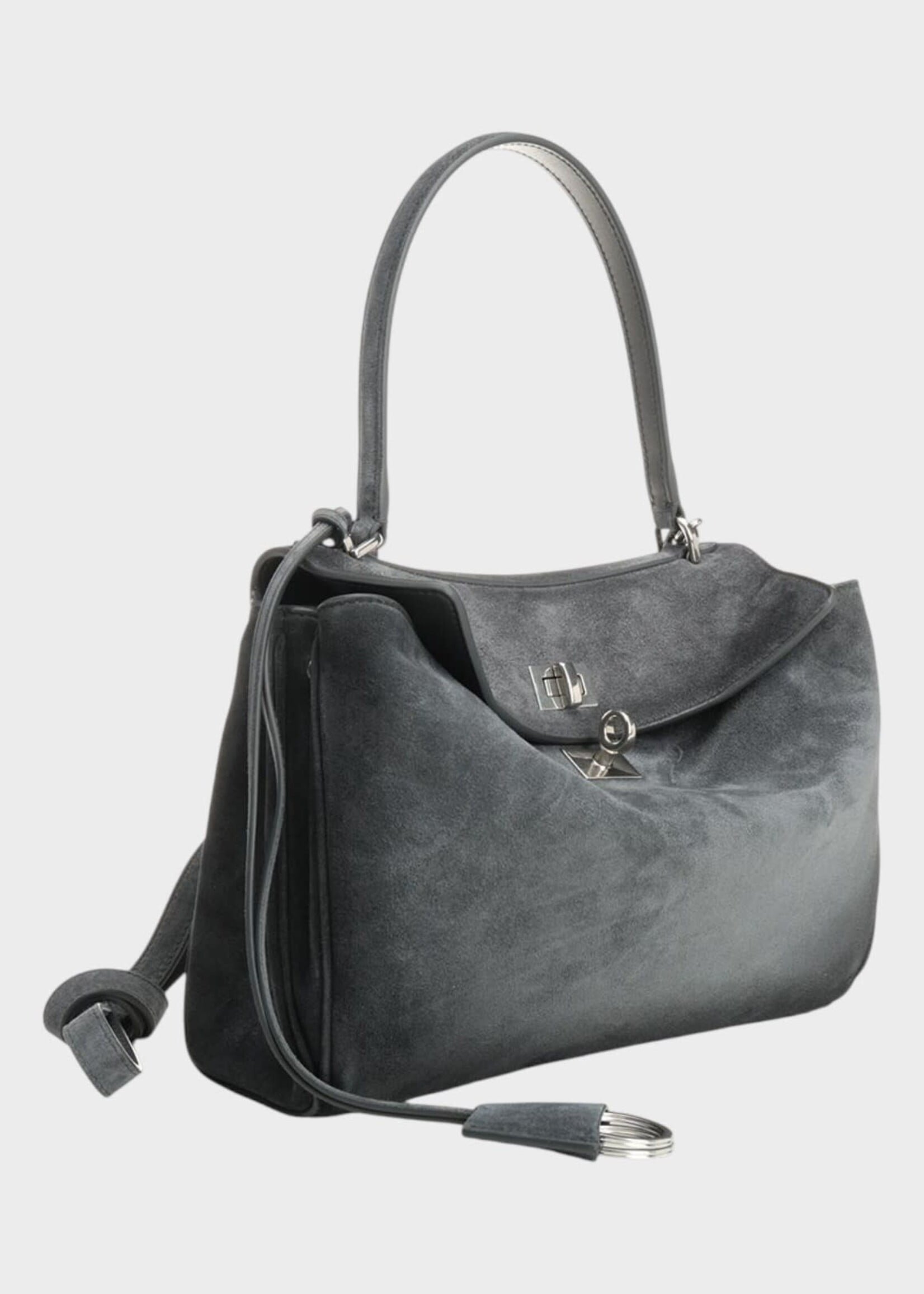 Balenciaga Balenciaga Bag, Grey, Rodeo Suede Small Top Handle Bag In Storm Grey