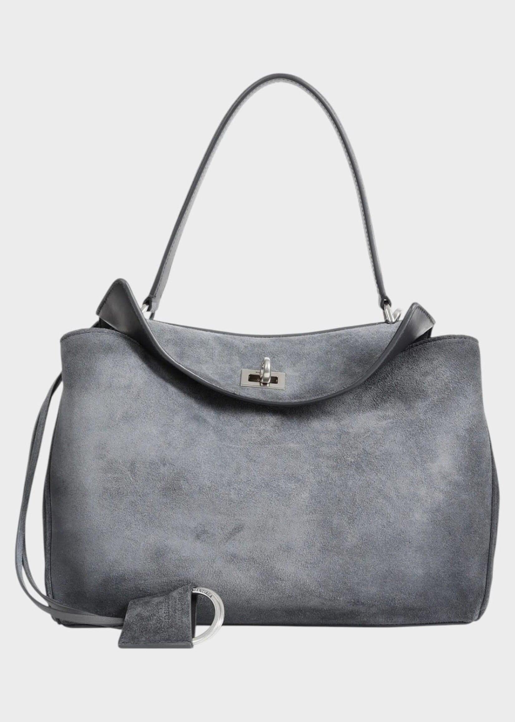 Balenciaga Balenciaga Bag, Grey, Rodeo Suede Small Top Handle Bag In Storm Grey