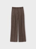 Iris Von Arnim Iris von Arnim Trousers, Beige, Venia Wool & Silk Brushed Herringbone Pants In Alabaster