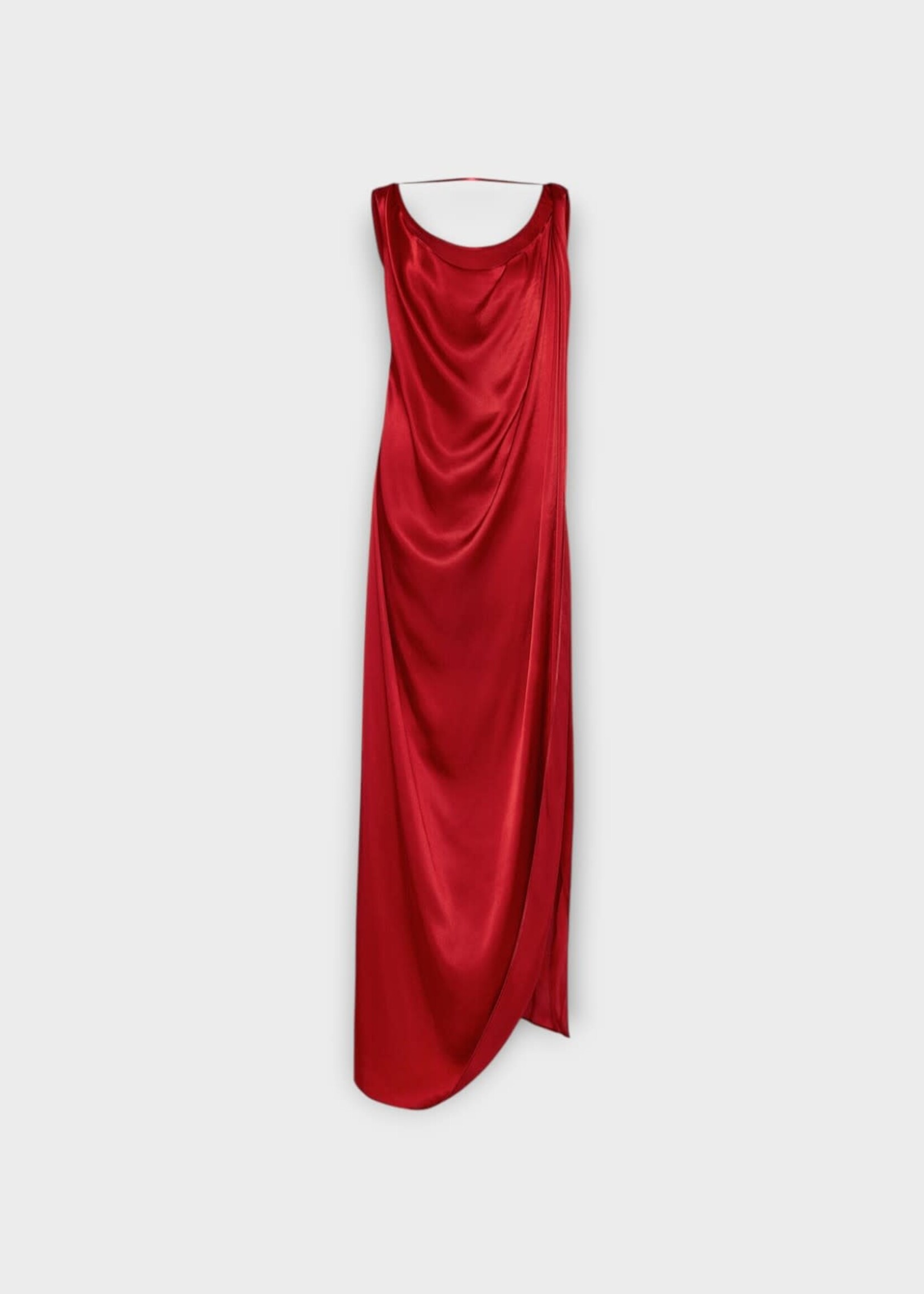 Maison Margiela Maison Margiela Dress, Red, Satin Draped Maxi Dress In Dark Red