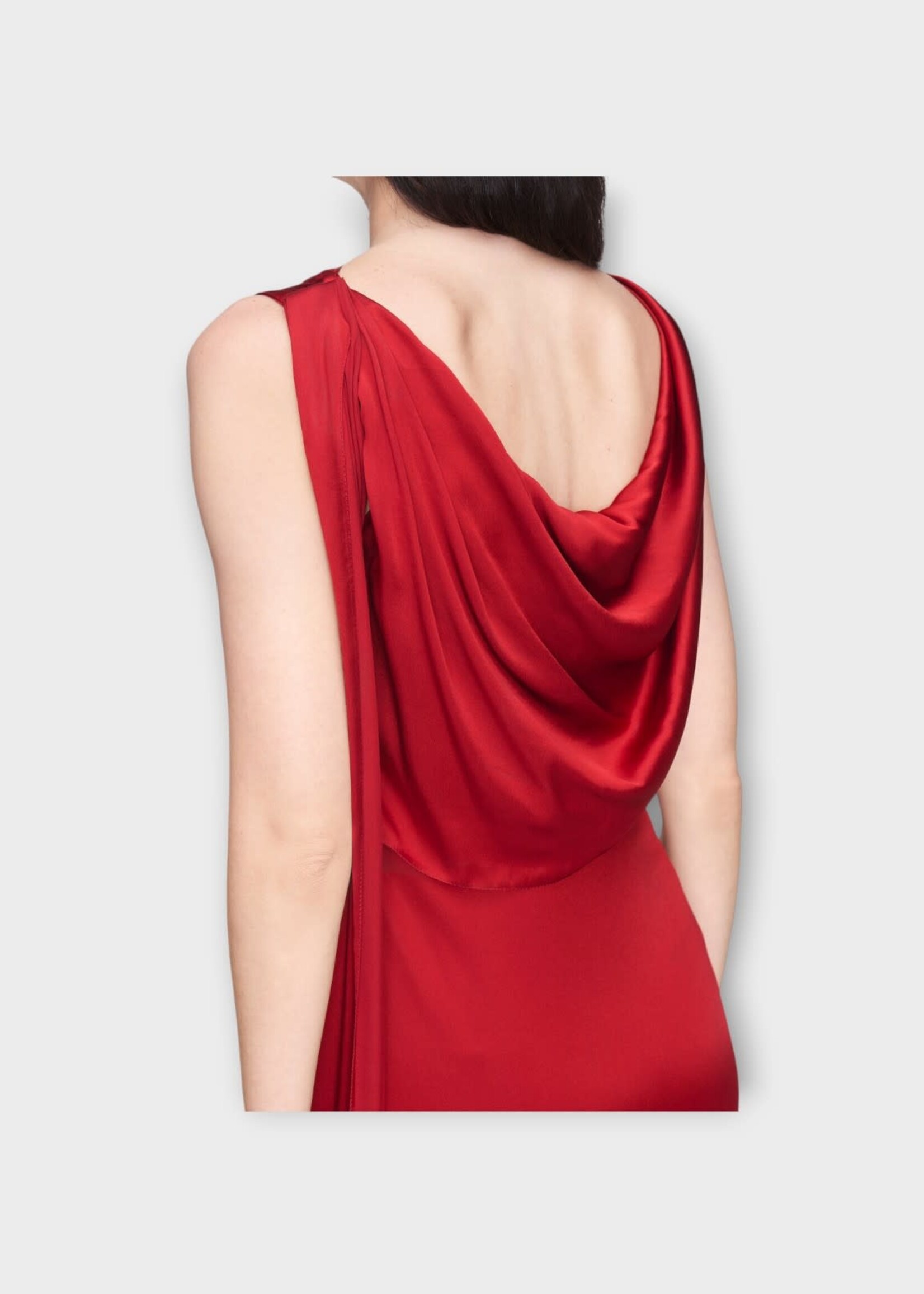 Maison Margiela Maison Margiela Dress, Red, Satin Draped Maxi Dress In Dark Red