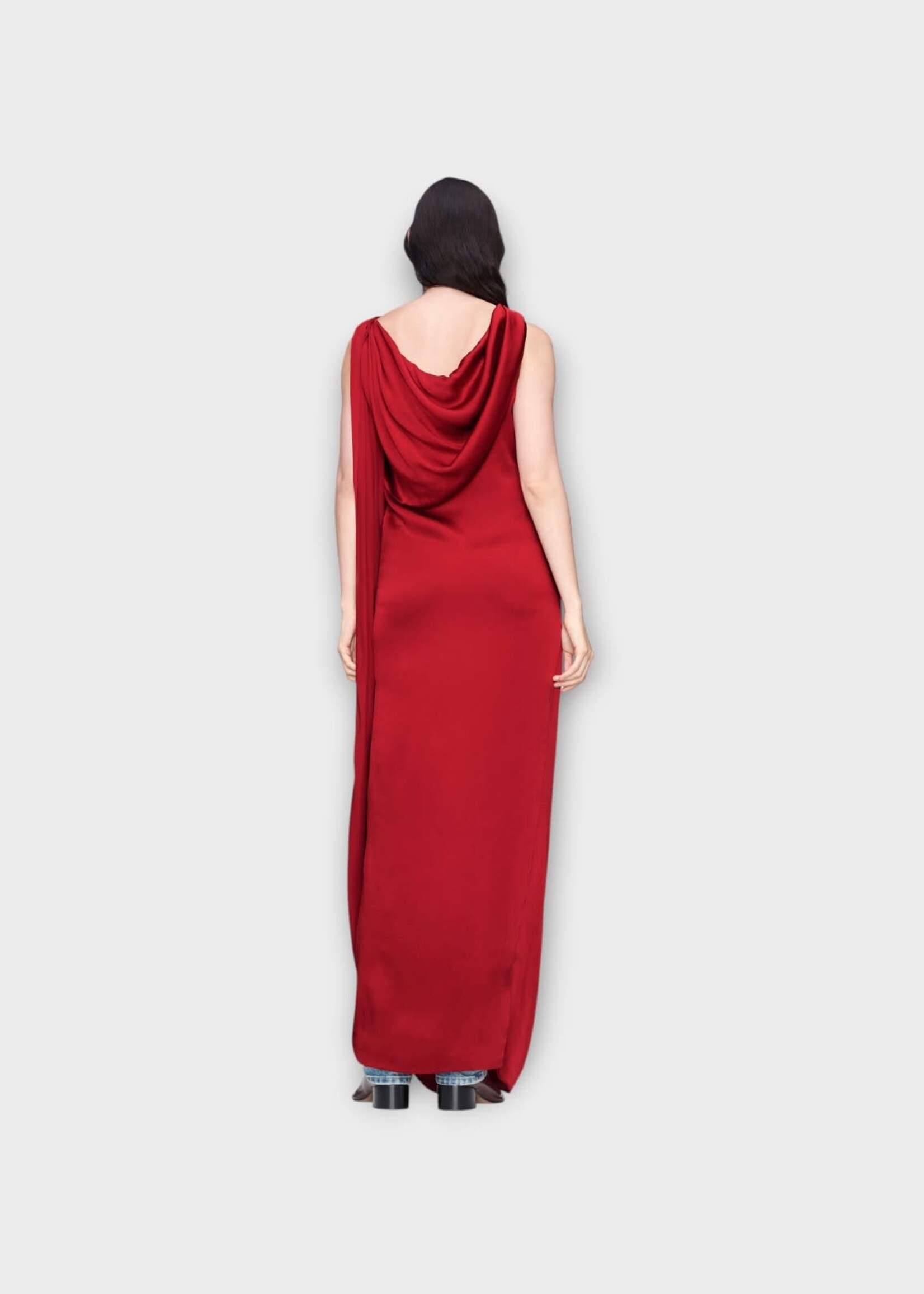 Maison Margiela Maison Margiela Dress, Red, Satin Draped Maxi Dress In Dark Red