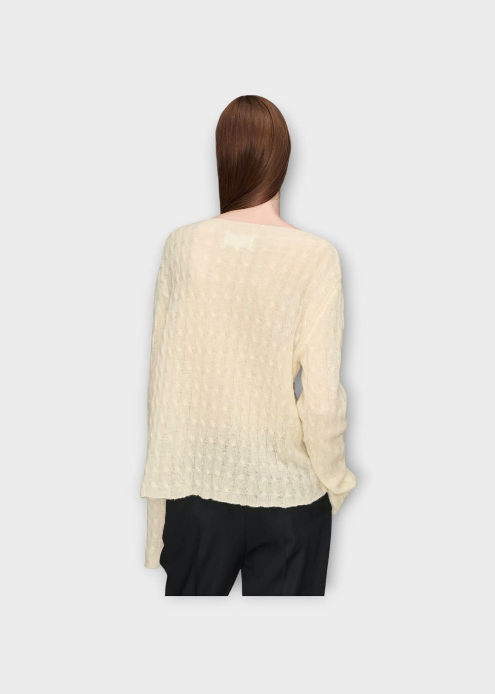 Maison Margiela Maison Margiela Knitwear, White, Wool & Cashmere Braided Crewneck In Ecru