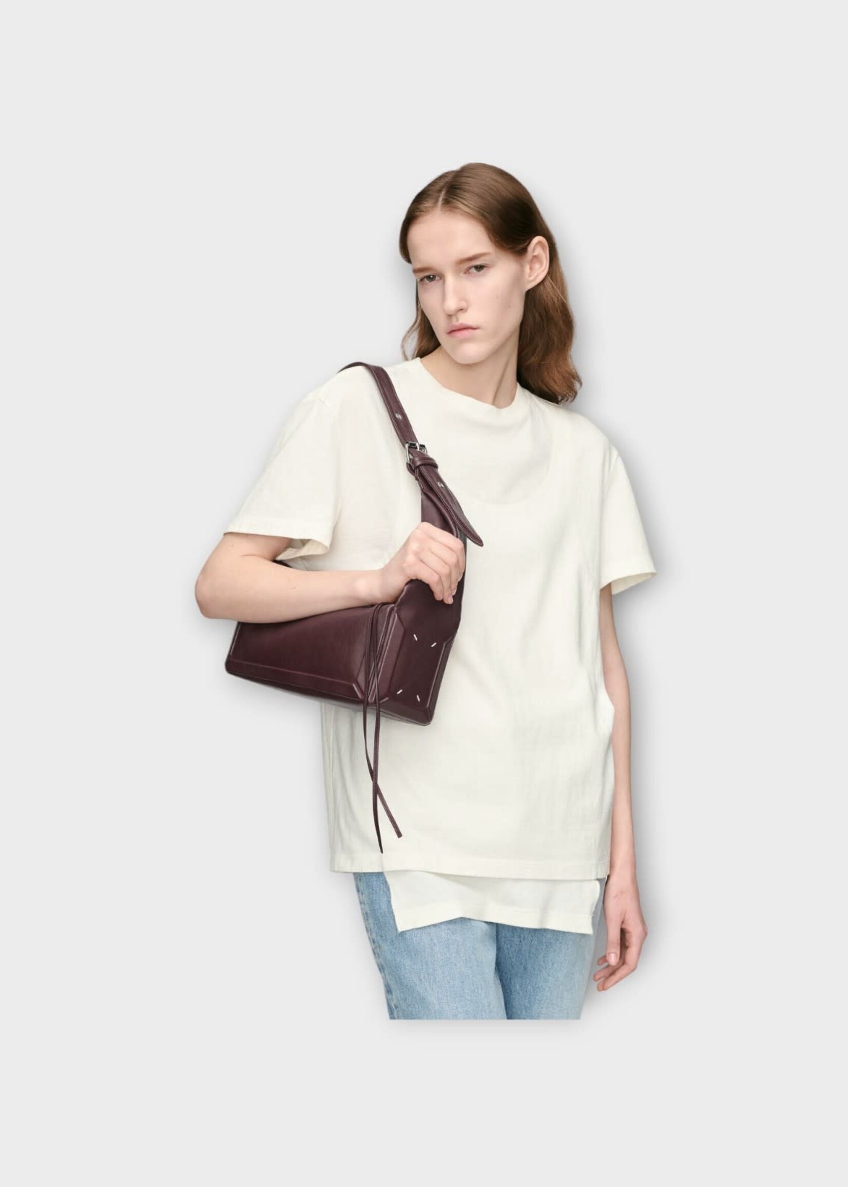 Maison Margiela Maison Margiela Bag, Bordeaux, Box Bag East West Medium In Bordeaux