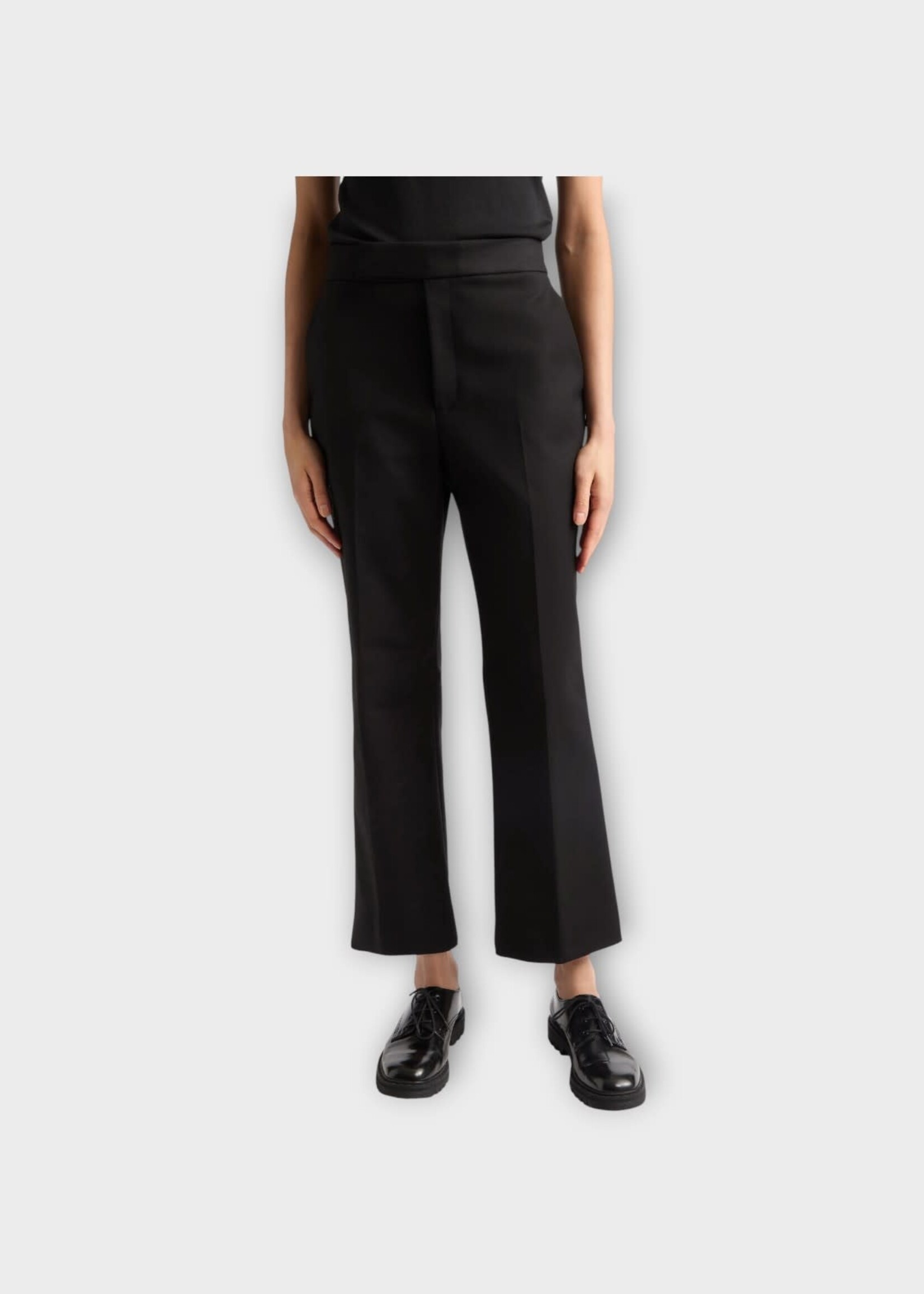 Partow Partow Trousers, Black, Sullivan Stretch Cotton Flared Ankle-Length In Black