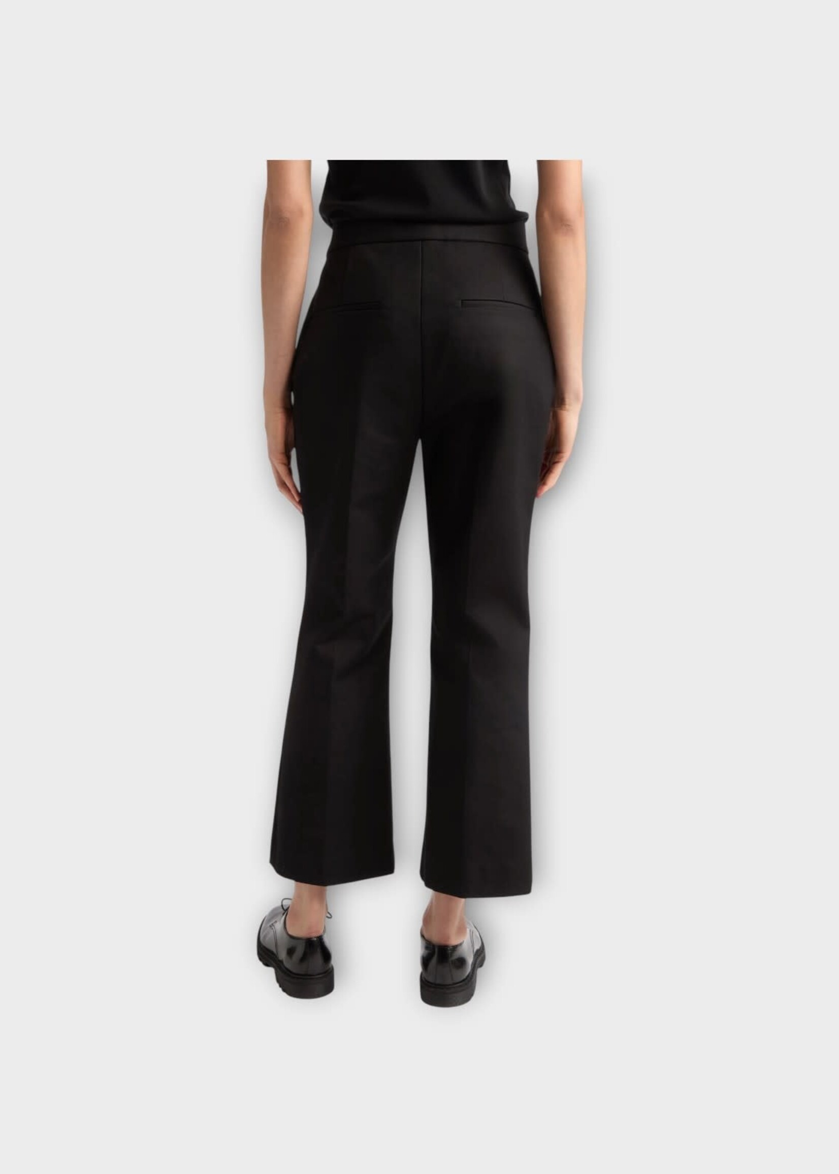 Partow Partow Trousers, Black, Sullivan Stretch Cotton Flared Ankle-Length In Black