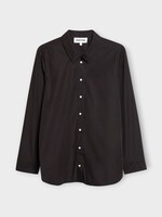Partow Partow Shirt, Black, Bryant Cotton Poplin Long Sleeve Button-Front Shirt In Black