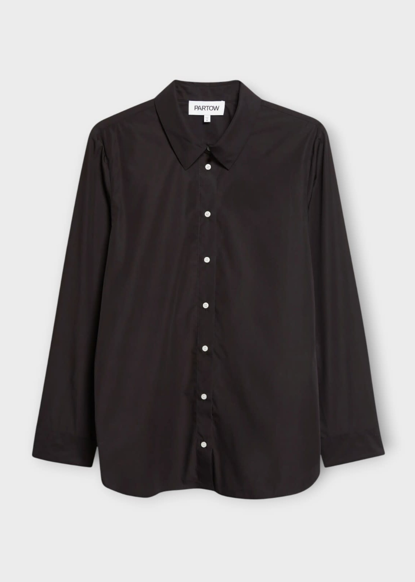 Partow Partow Shirt, Black, Bryant Cotton Poplin Long Sleeve Button-Front Shirt In Black