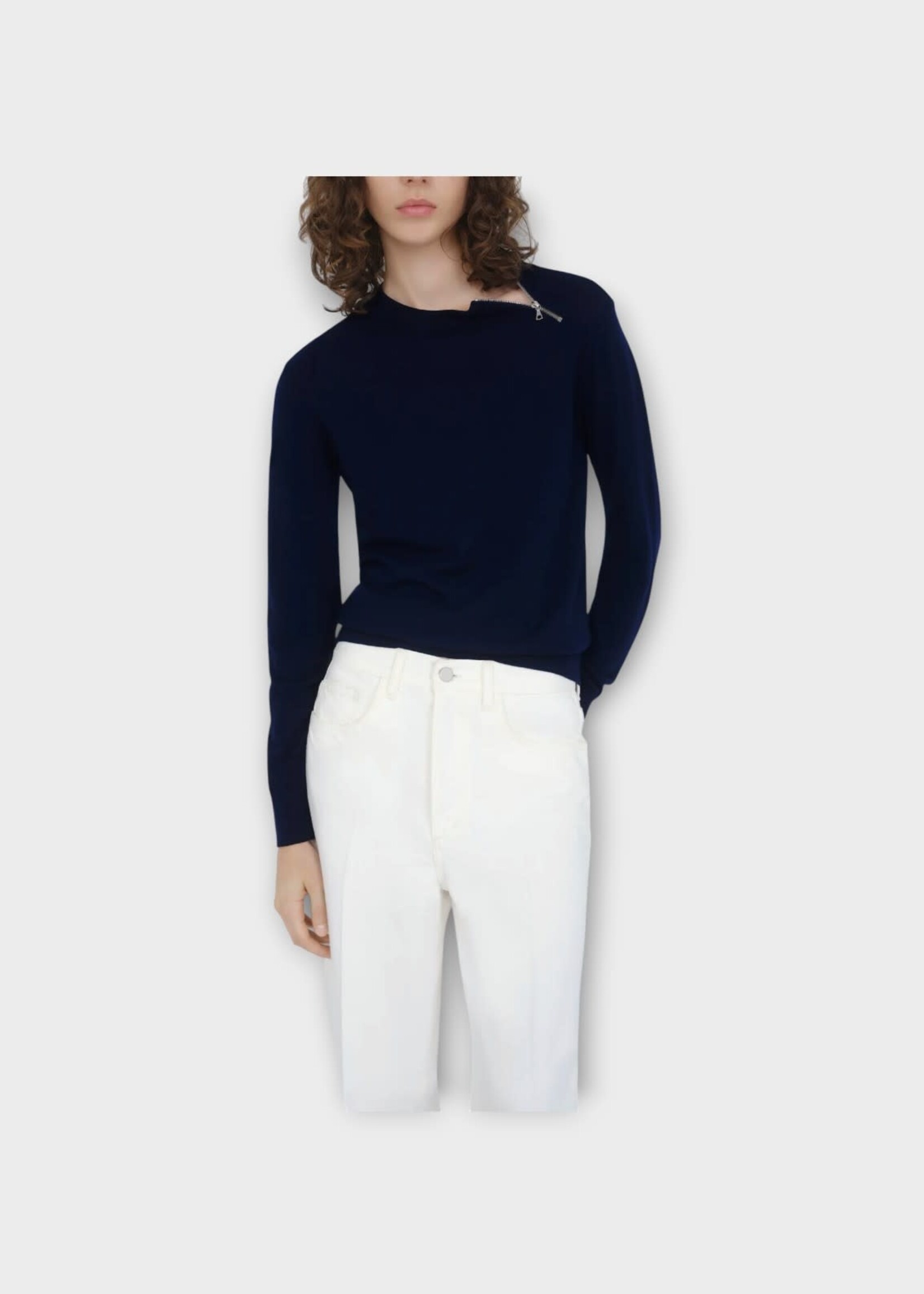Partow Partow Jeans, White, Dylan Cotton Mid Rise Barrel Leg Denim Pants in White