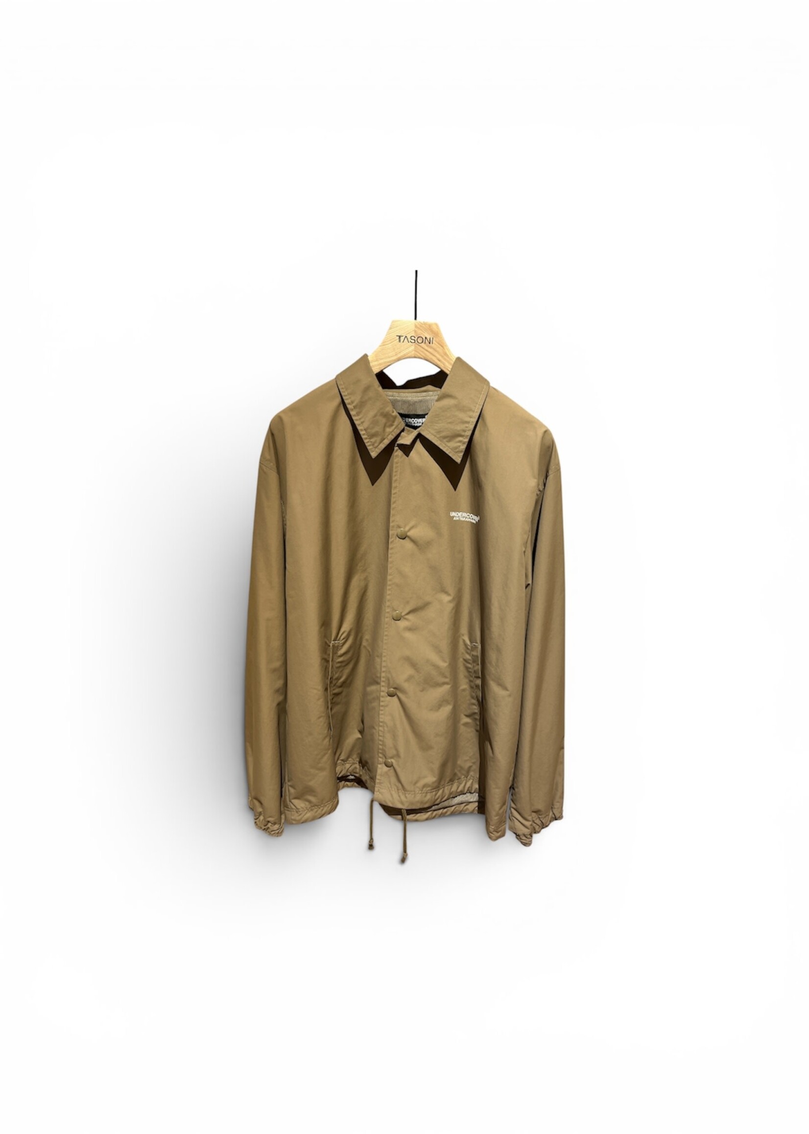 Undercover Undercover Jacket, Beige, Oversized Collared Button Up Jacket w/ Logo & Pockets