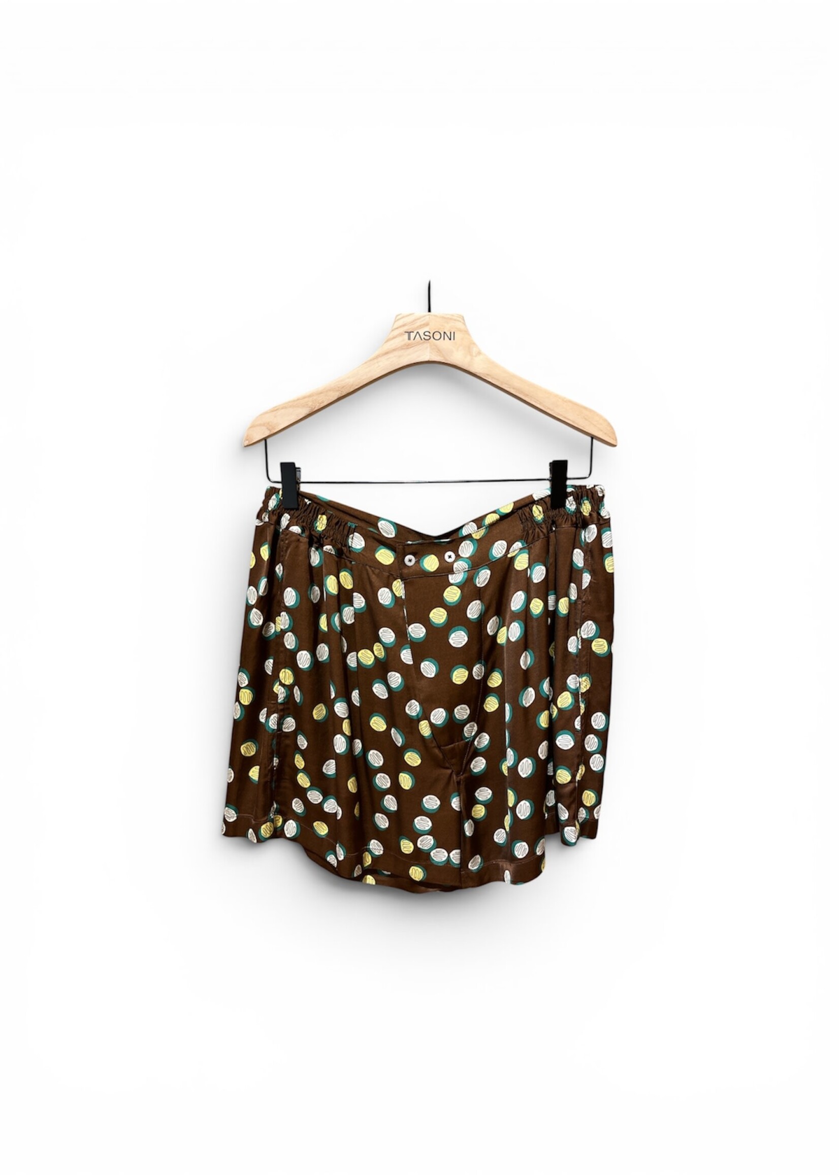 Bode Bode Shorts, Print, Elasticated Waist Shorts In Brown & Multi w/ Overlapping Bubble Dots Print