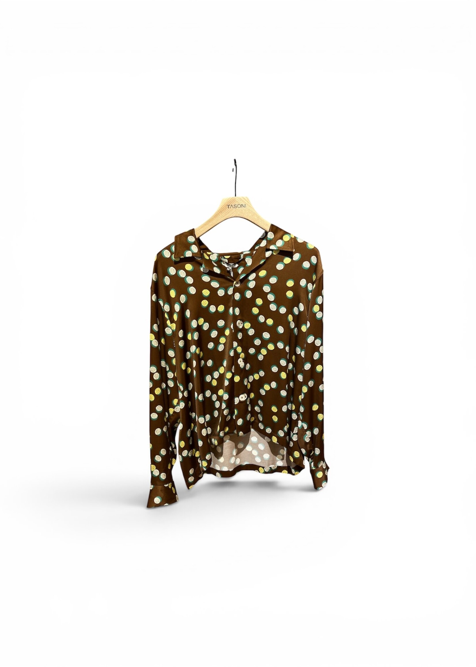 Bode Bode Shirt, Print, Collared Button Up Shirt In Brown & Multi w/ Overlapping Bubble Dots Print