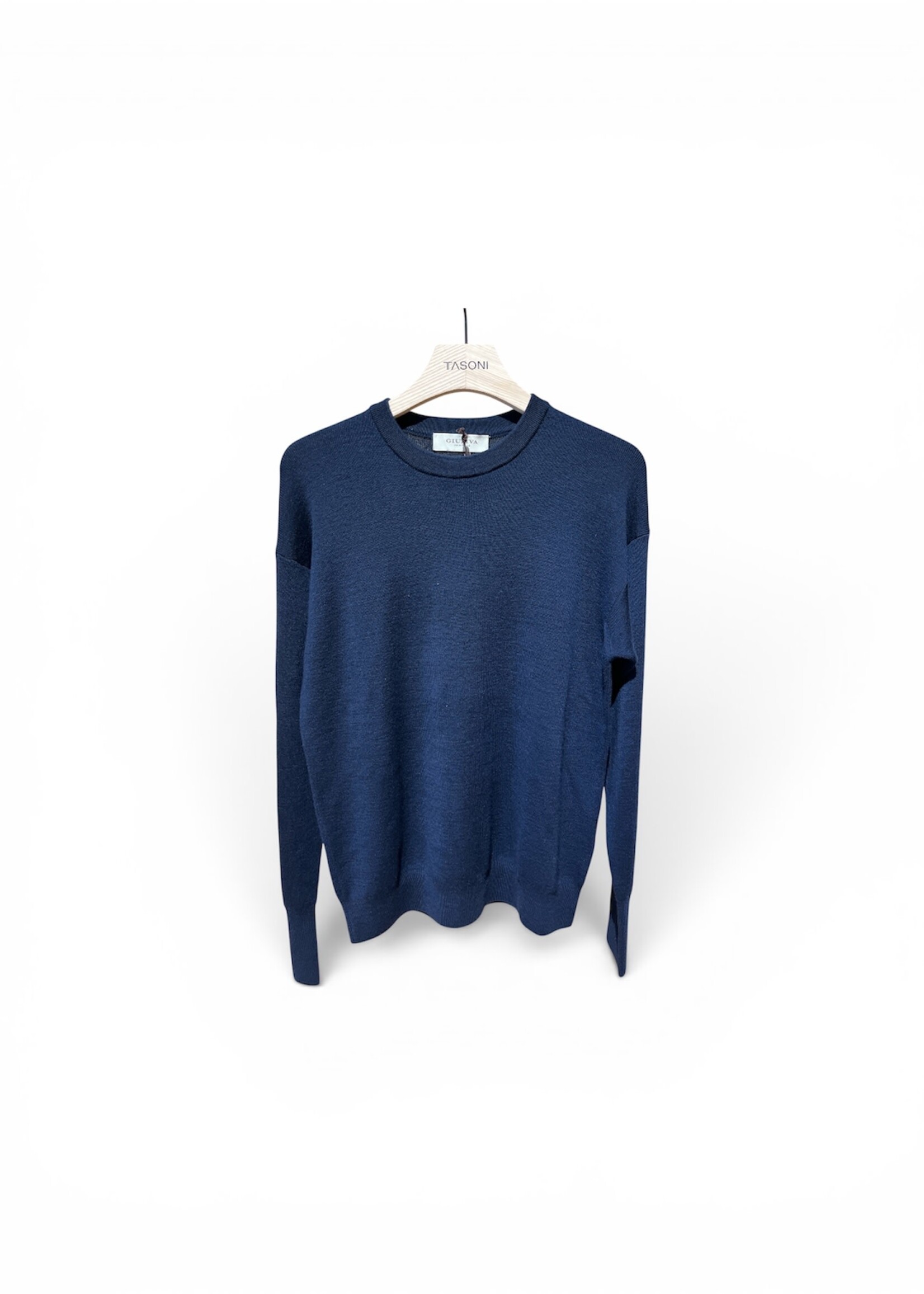 Giuliva Heritage Giuliva Heritage Knitwear, Navy, Luciano Cashmere Crew Neck Sweater In Navy Blue