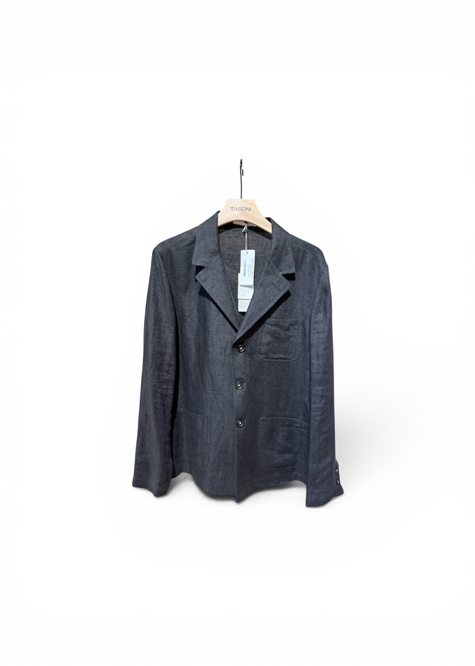 Massimo Alba Massimo Alba Jacket, Black, Baglietto Linen Classic Fit Single Breast Blazer in Carbone w/ Patch Pockets