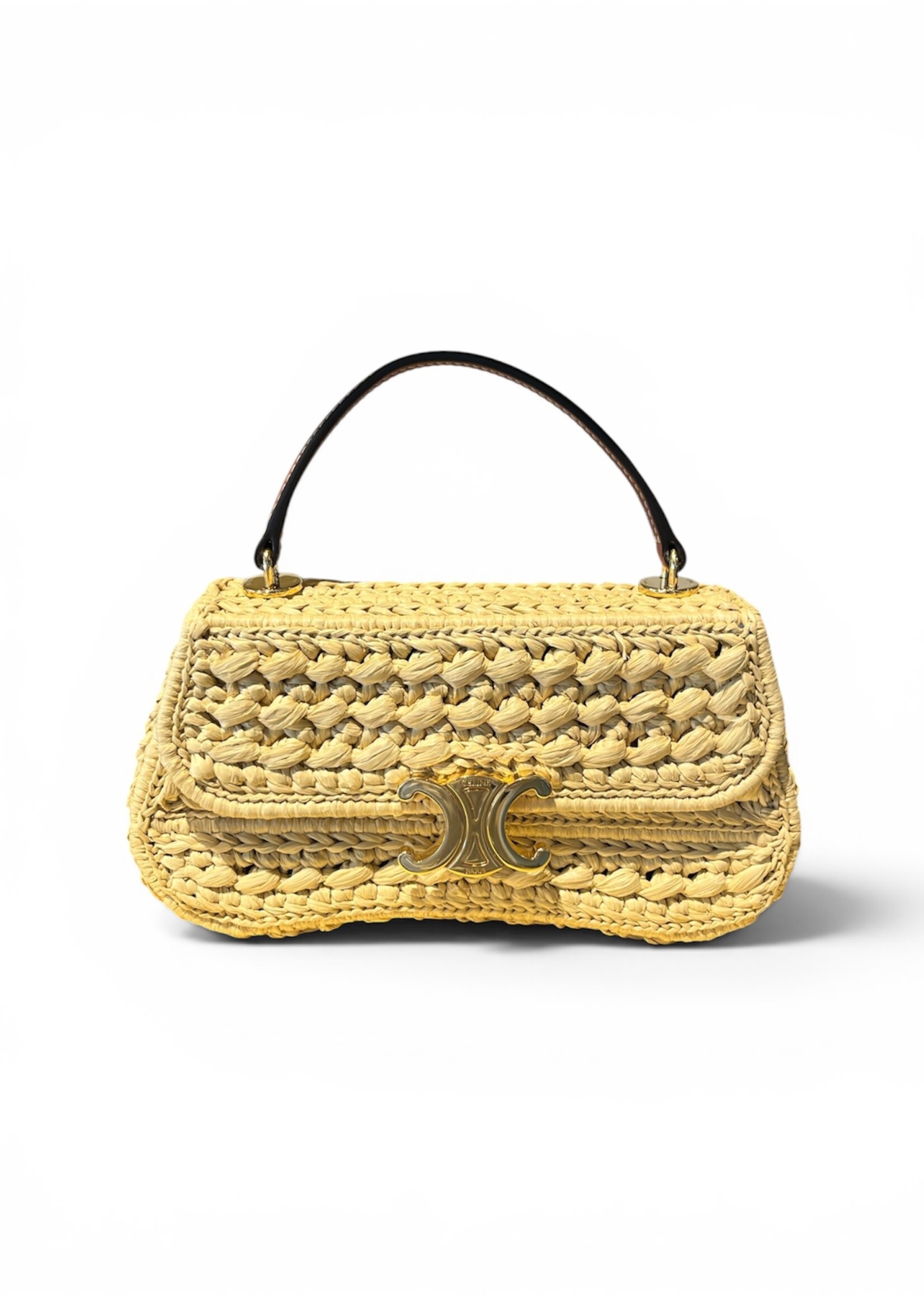 Celine Celine Bag, Beige, Teen Celine Lola Raffia Effect Textile In Natural & Tan