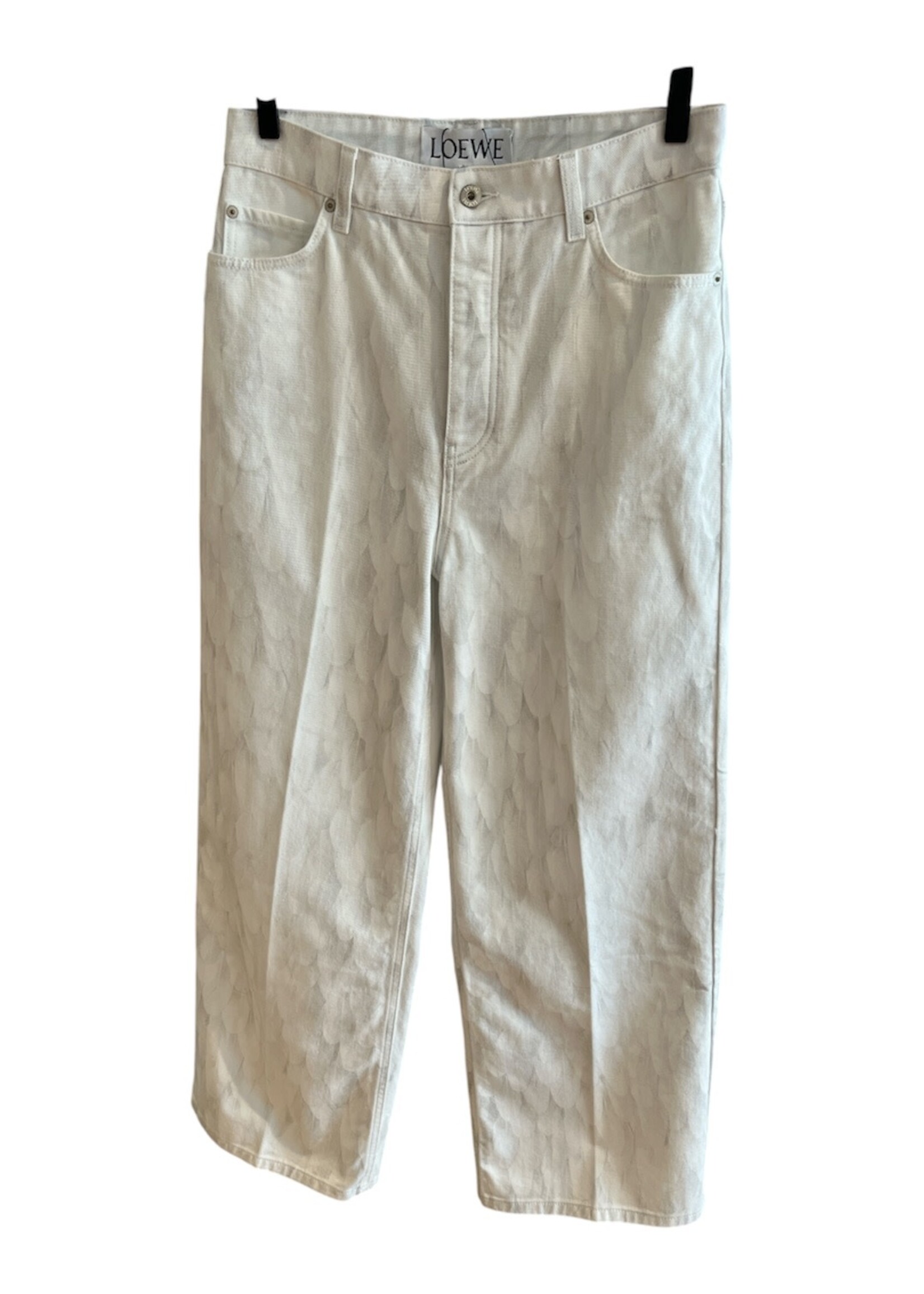 Loewe Loewe Jeans, White, Cotton High Waisted Wide Leg Denim Pants In White